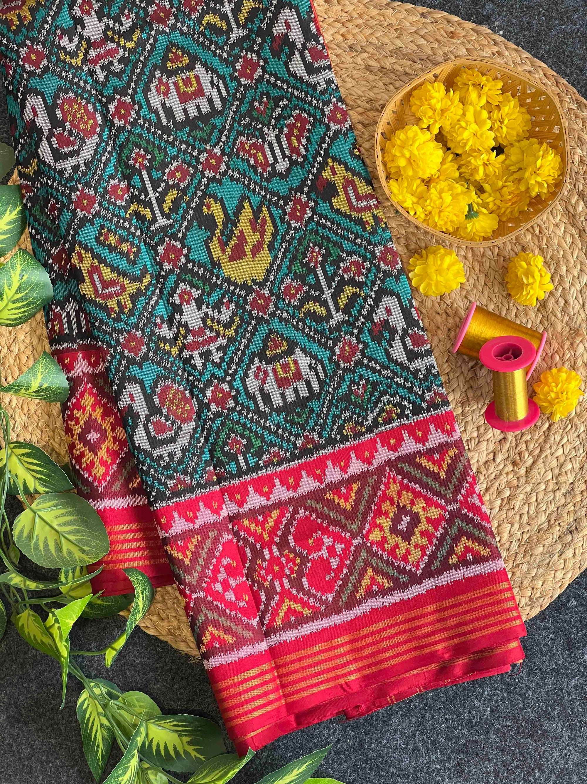 Handwoven Patola Silk Saree Narikunjan Design
