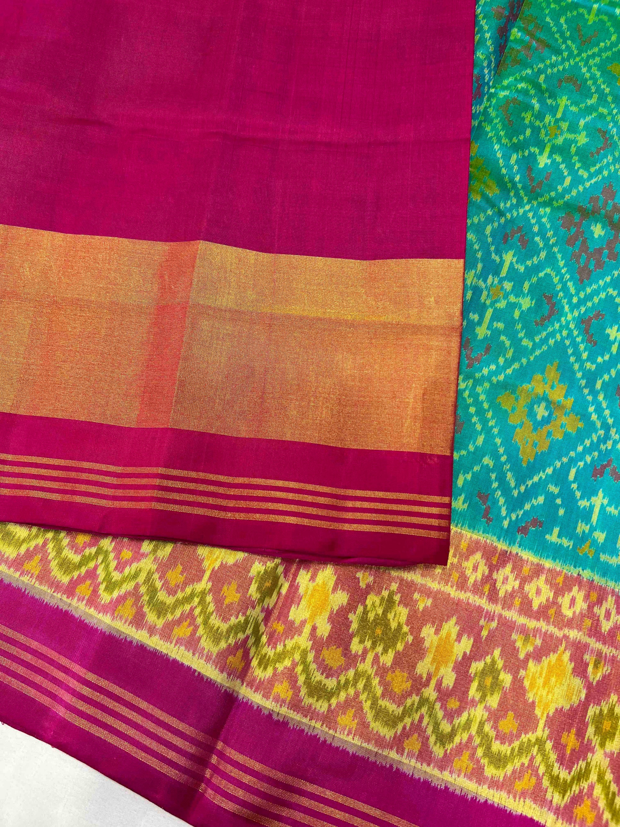 Pan-Chanda Traditional Design Handwoven Patola Silk Saree