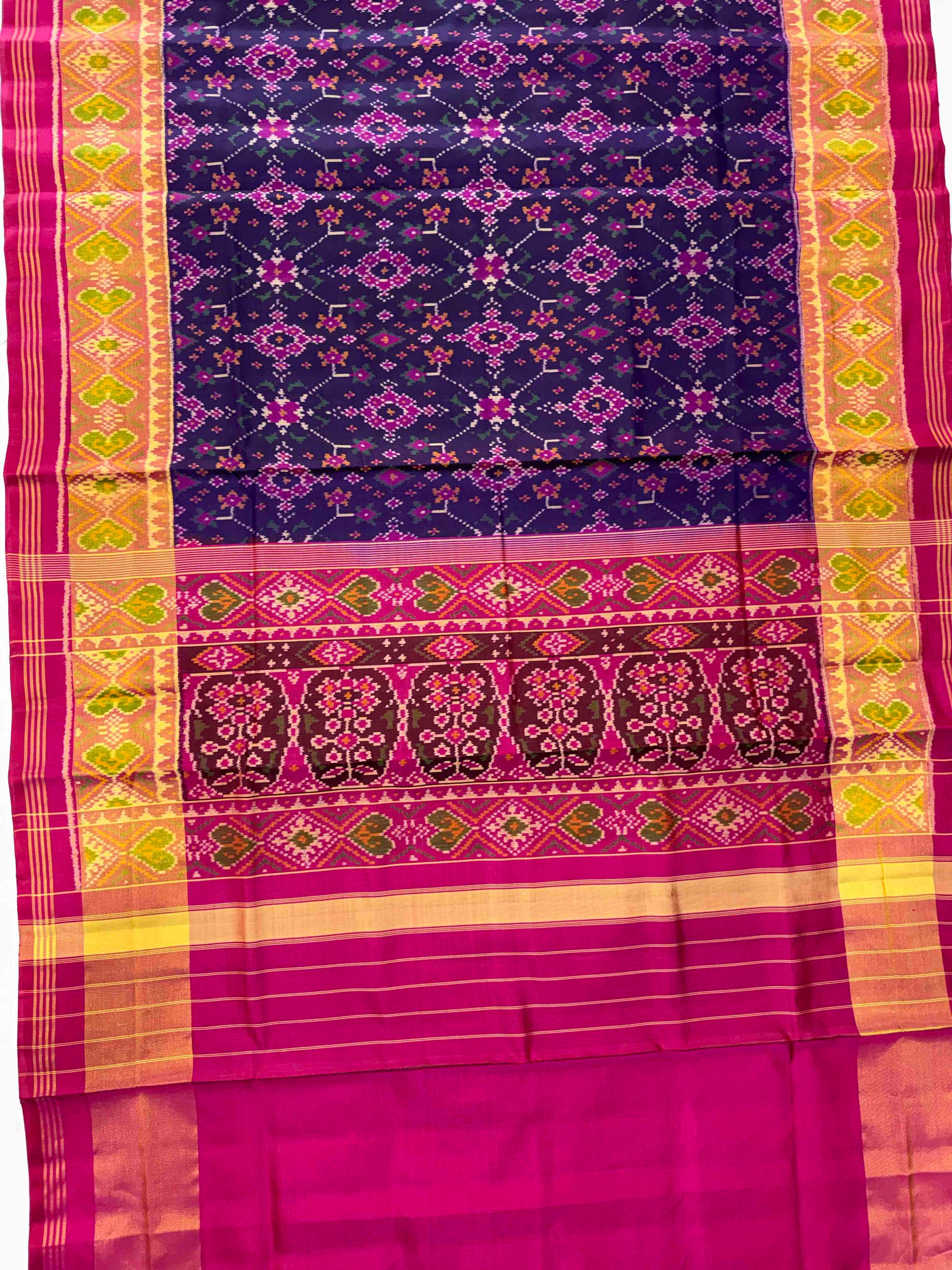 Purple & Pink Hand Woven Rajkot Patola Silk Saree