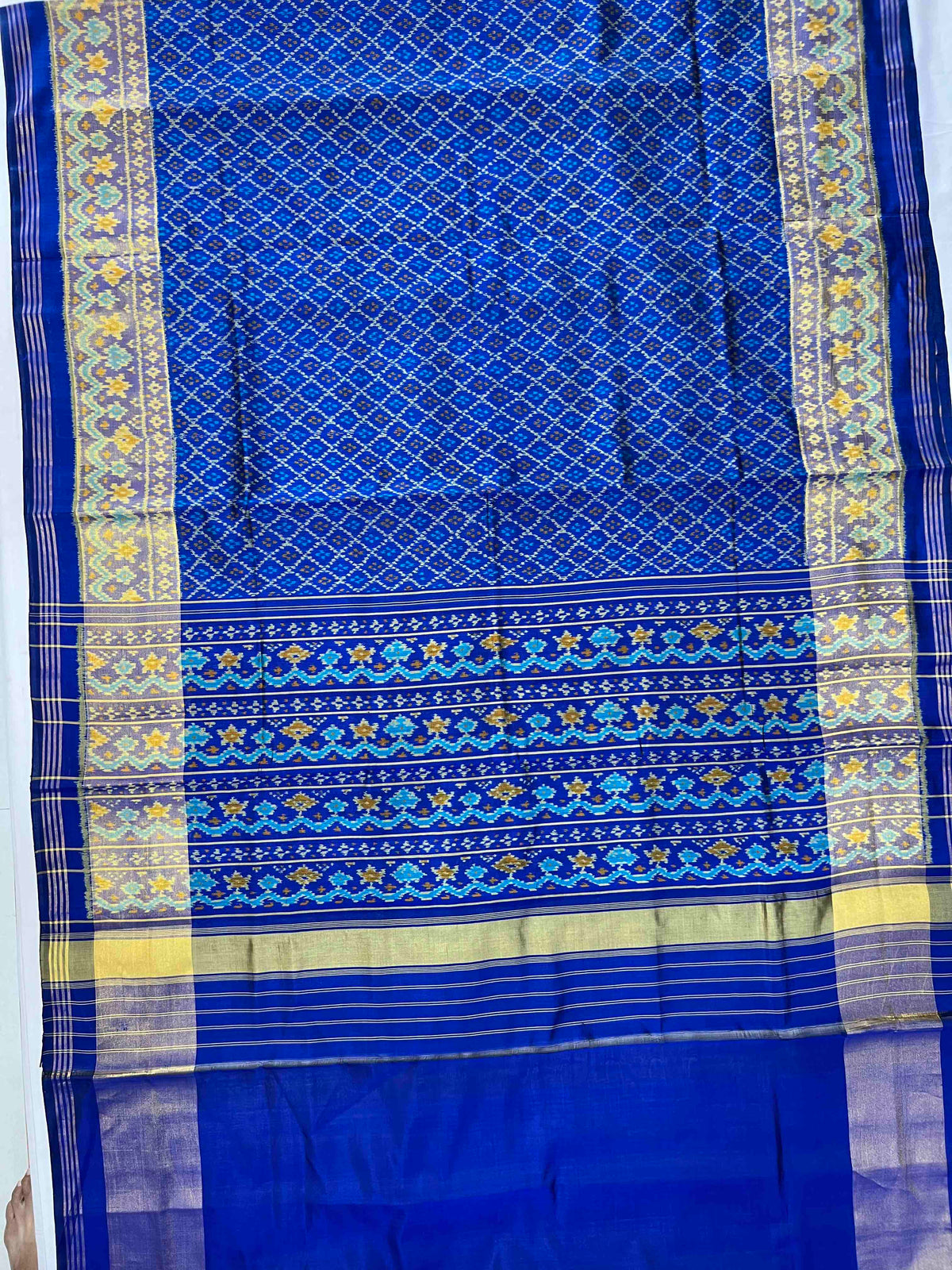 Full Blue Daliya Bhat Design Hand Woven Rajkot Patola Silk Saree