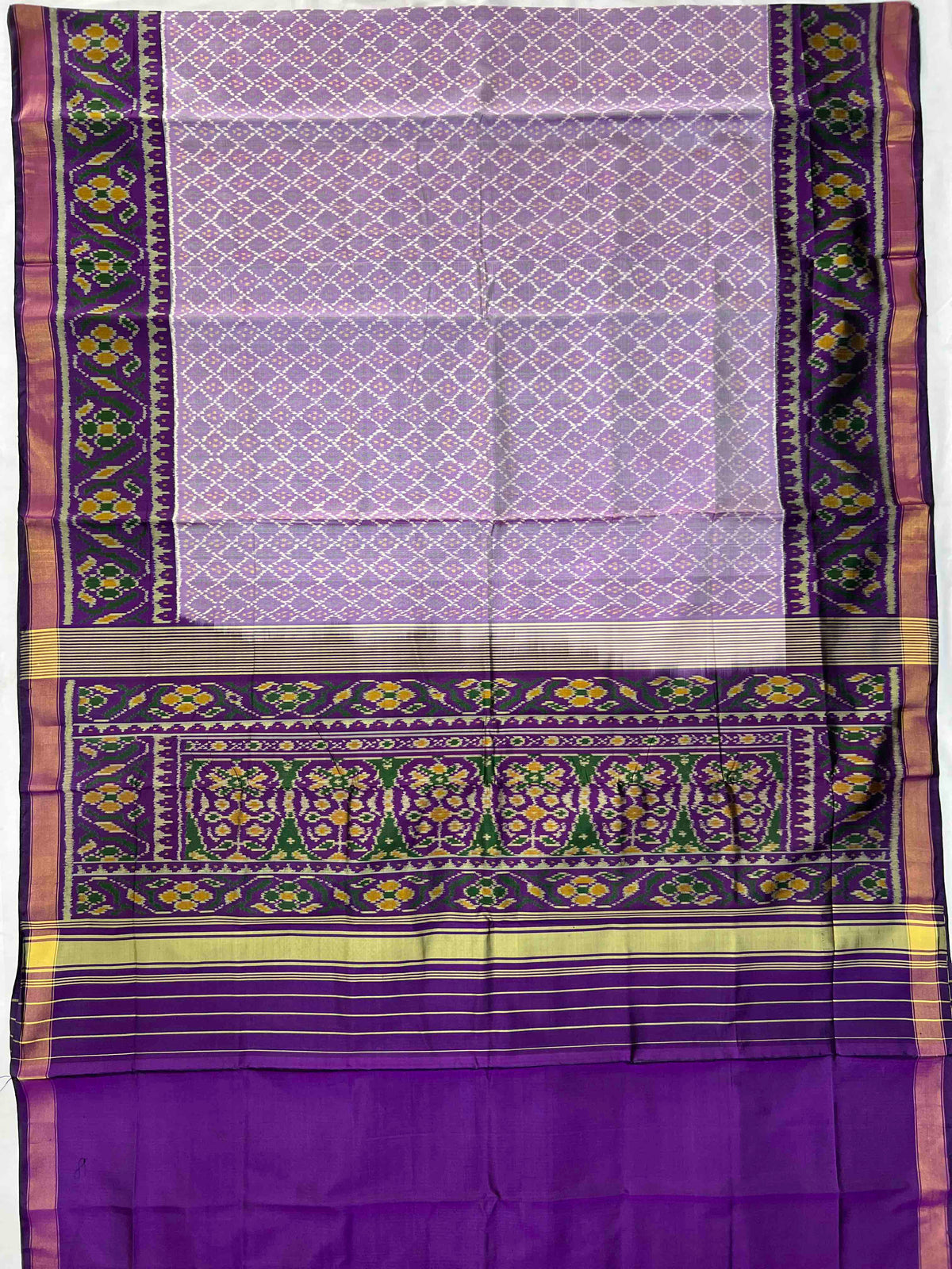Light Purple With Dark Purple Hand Woven Rajkot Patola Silk Saree
