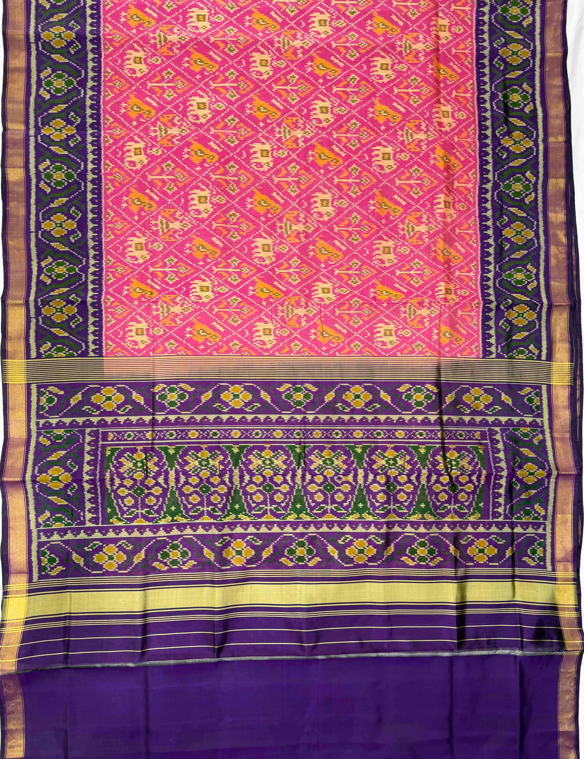 Pink And Purple Narikunj Hand Woven Rajkot Patola Silk Saree