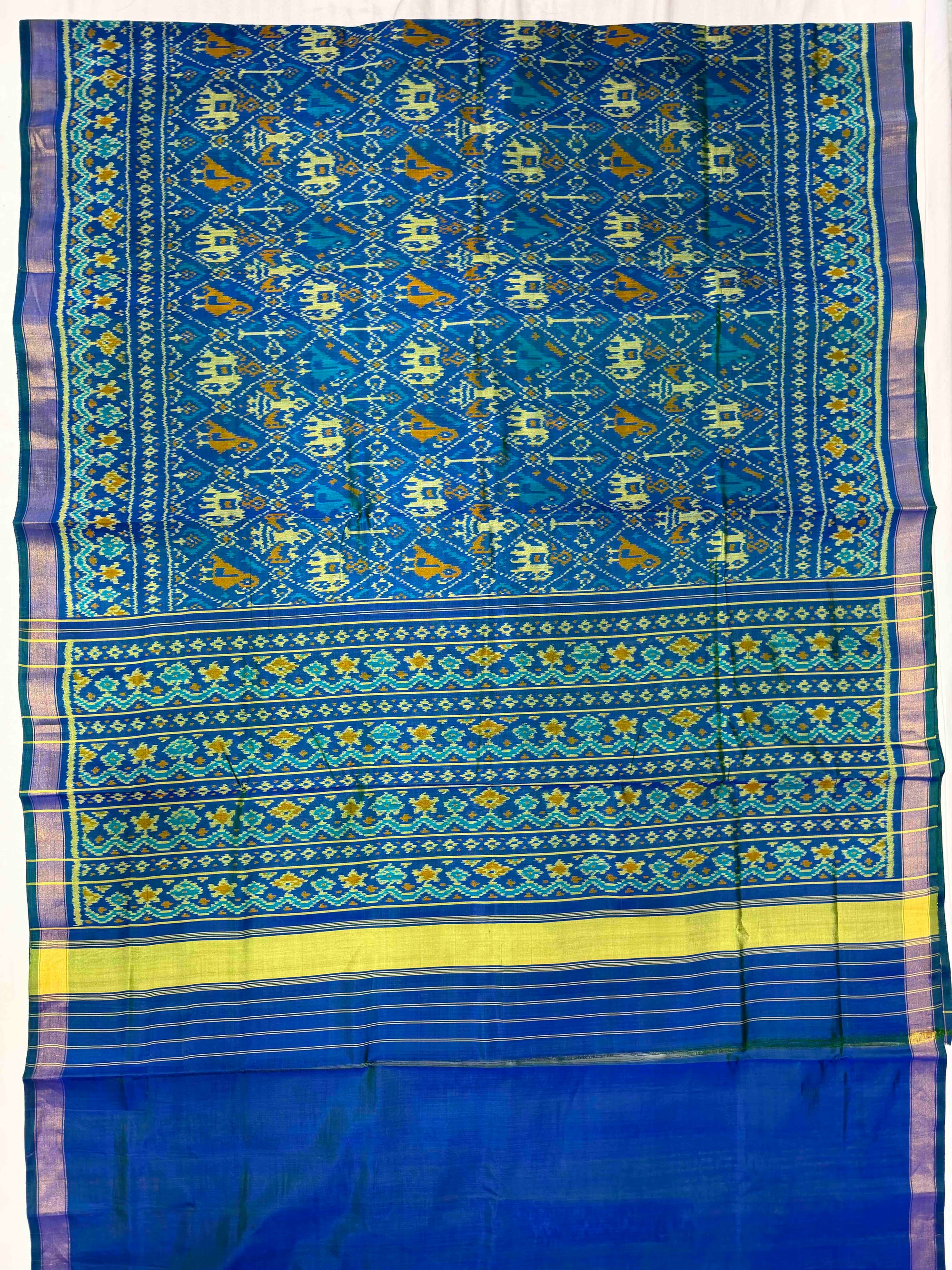 Full Sea Green Narikunj Design Hand Woven Rajkot Patola Silk Saree