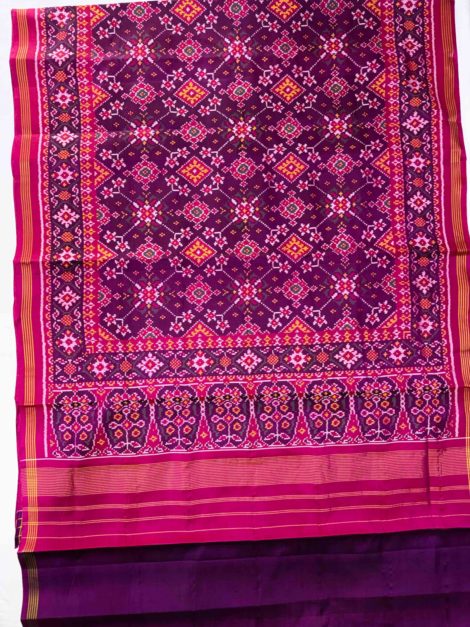Full Purple Hand Woven Rajkot Ikat Patola Silk Saree