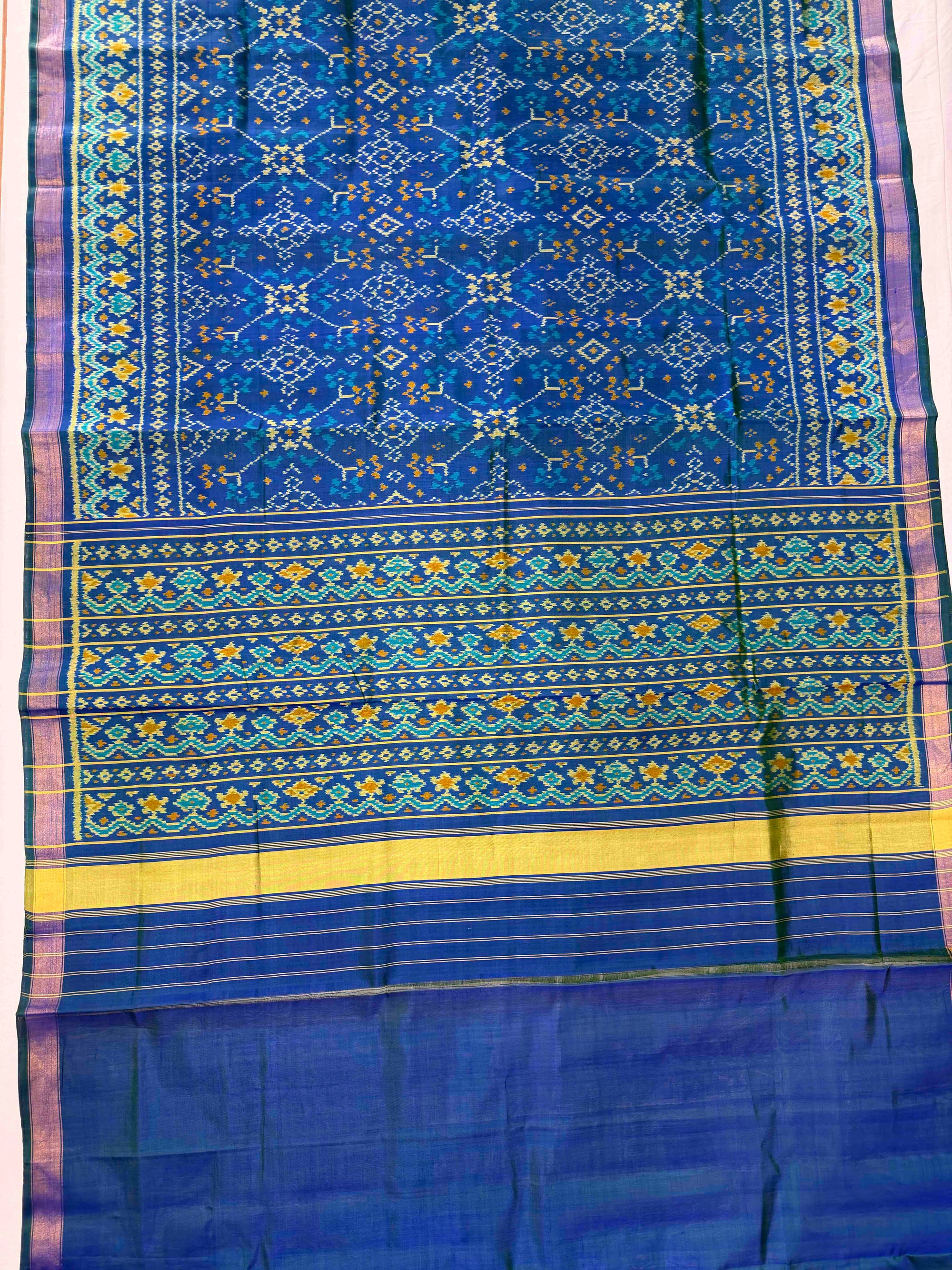 Sea Green Navratan Design Hand Woven Rajkot Patola Silk Saree