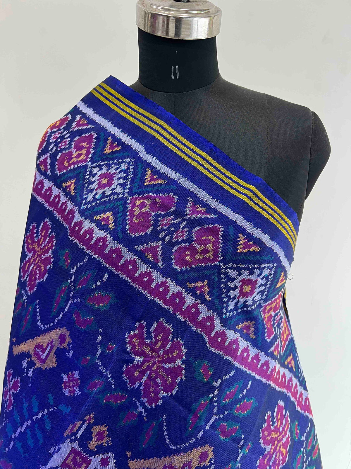 Full Blue Fancy Design Hand Woven Rajkot ikat Patola Dupatta