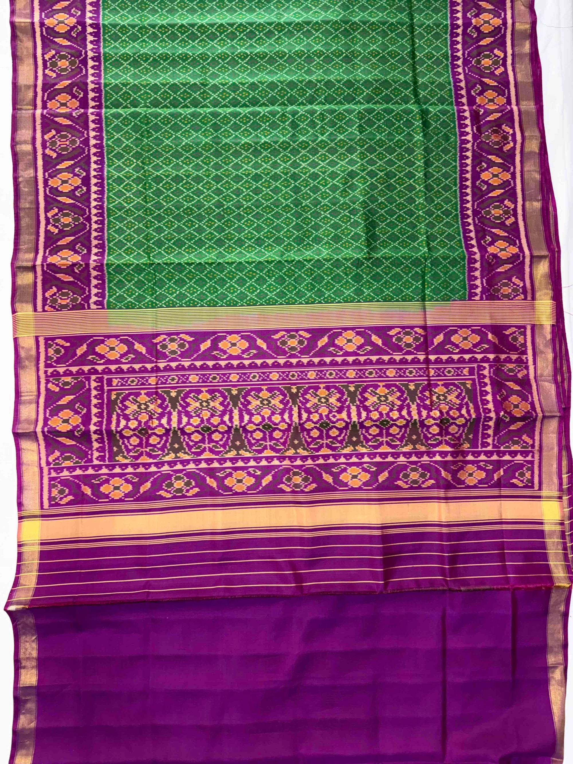 Green & Purple Hand Woven Rajkot Patola Silk Saree