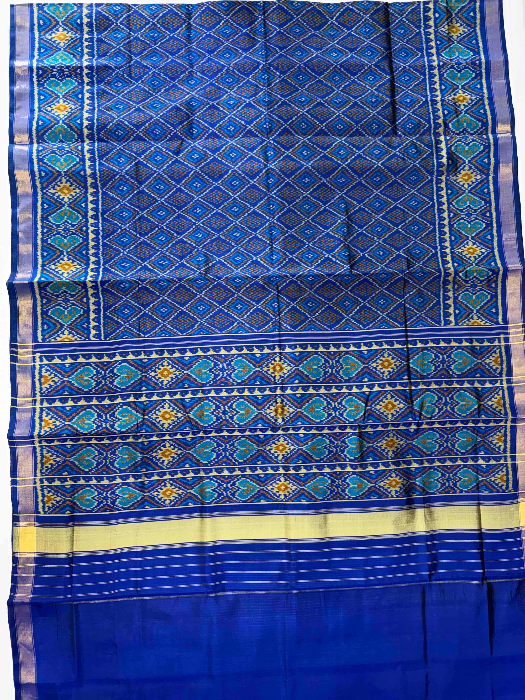 Royal Blue Small Badhani Design Hand Woven Rajkot Patola Silk Saree