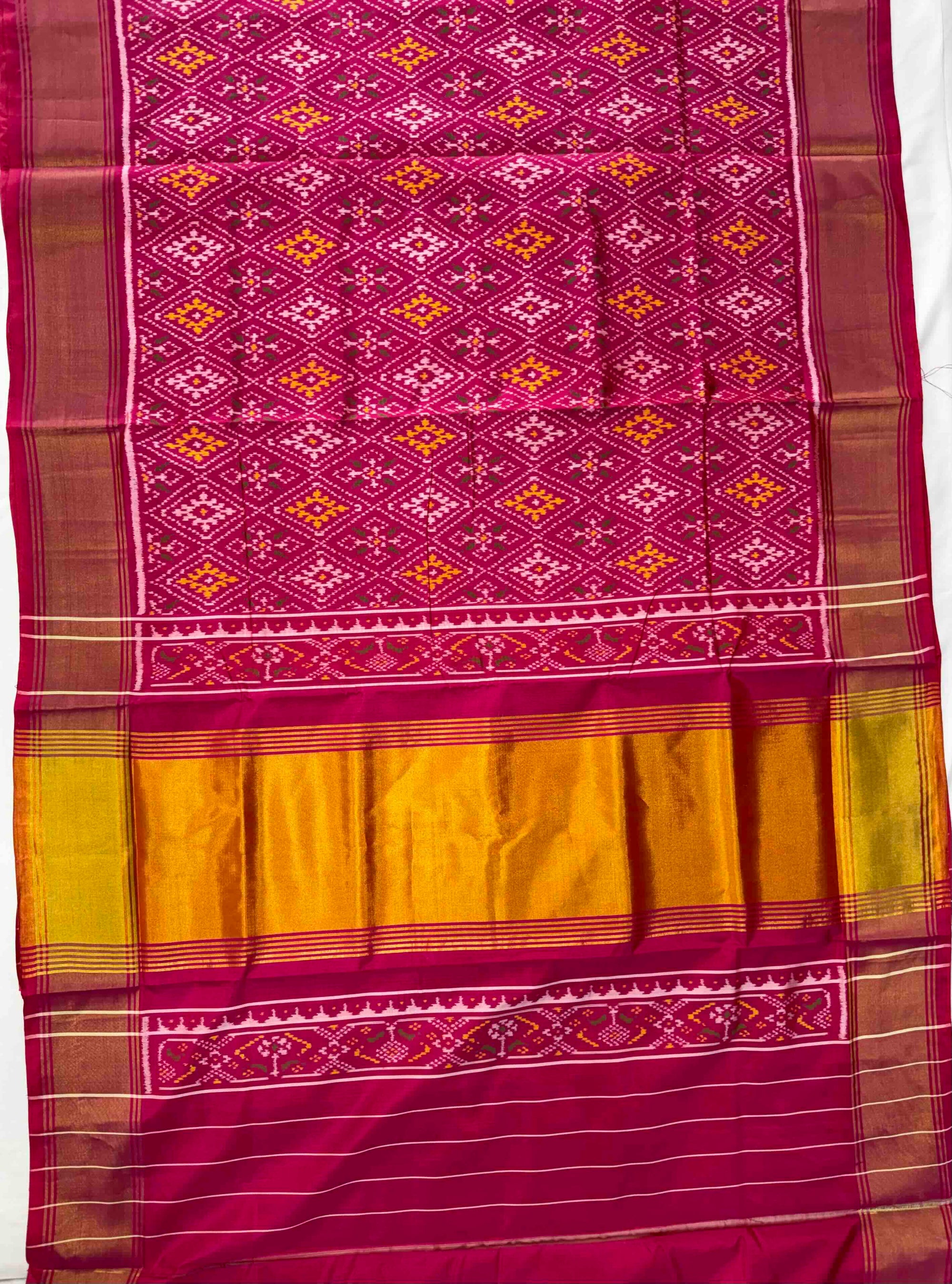 Full Pink With Big Zari Pallu Hand Woven Rajkot Patola Silk Saree