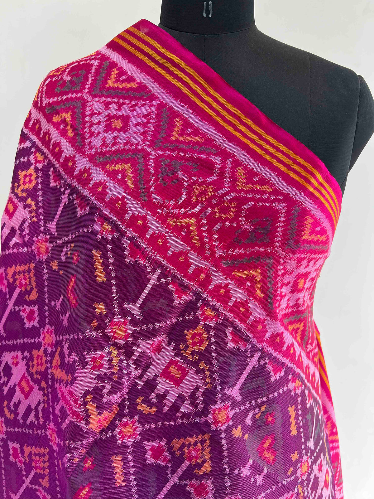 Full Purple Narikunj Design Hand Woven Rajkot ikat Patola Dupatta