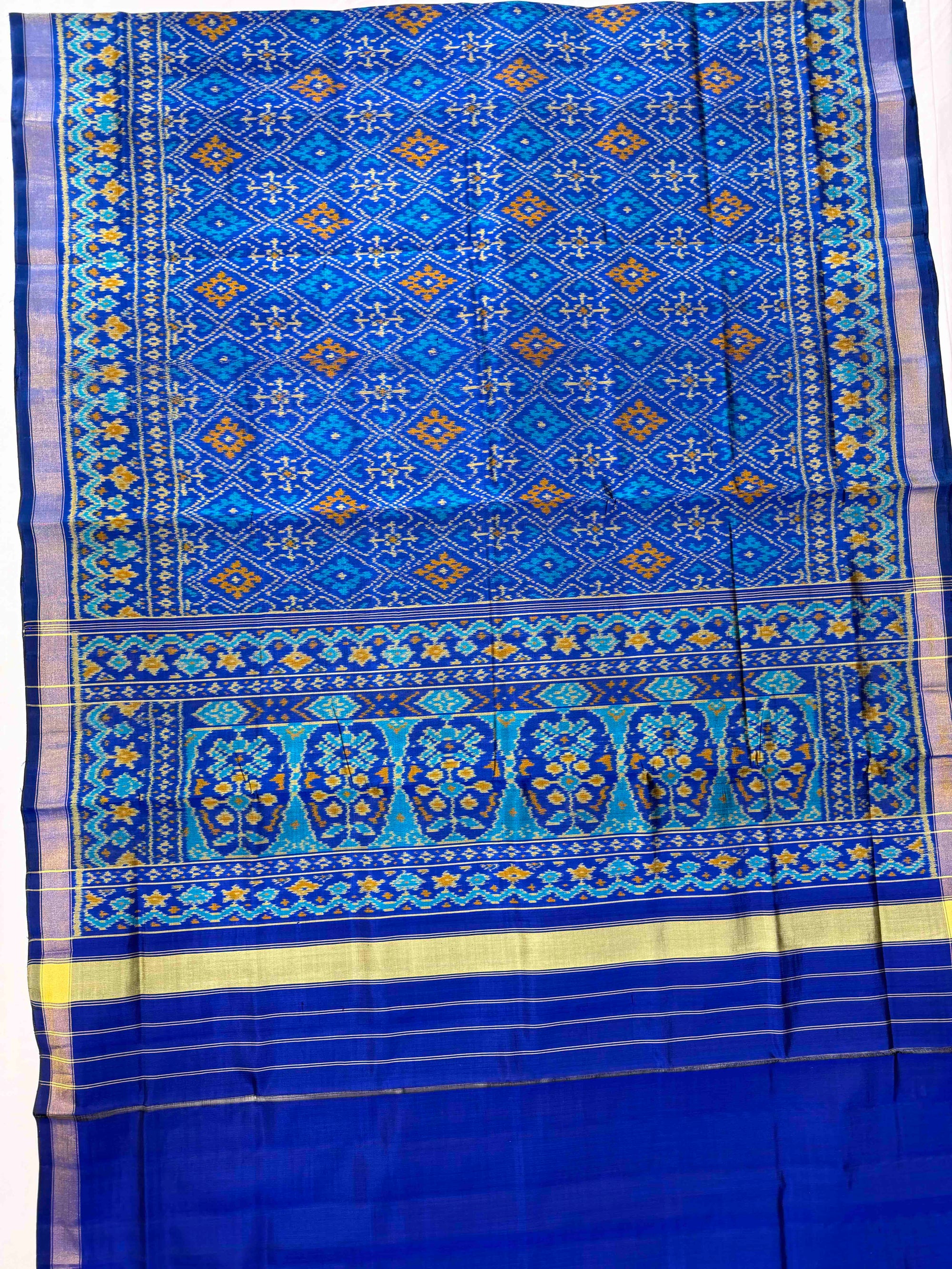 Royal Blue Paanchanda Design Hand Woven Rajkot Patola Silk Saree