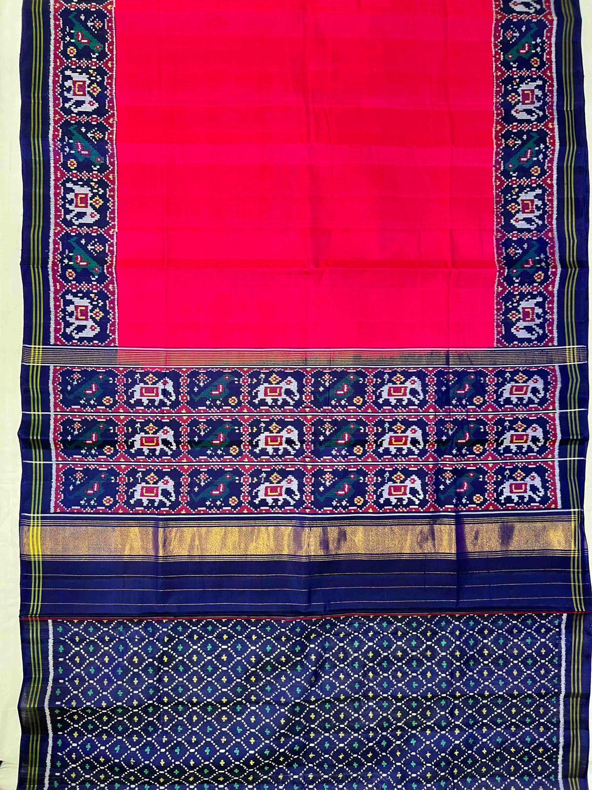 Pink & Blue Narikunj Hand Woven Rajkot Ikat Patola Silk Saree