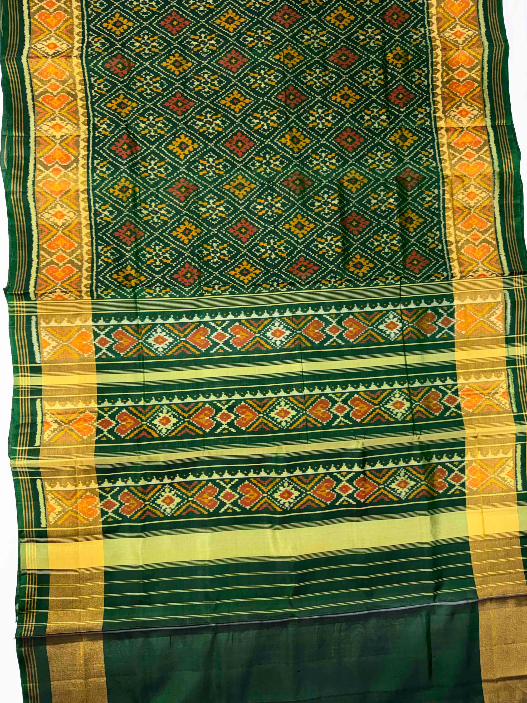 Green Paanchanda Design Hand Woven Rajkot Patola Silk Saree
