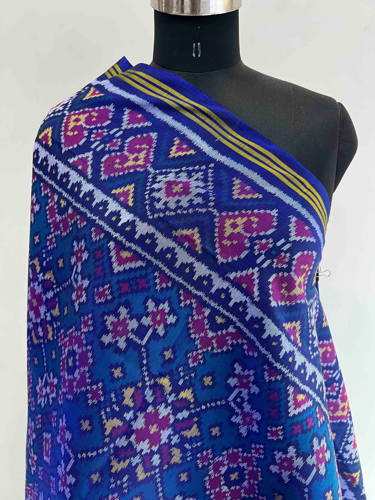 Sea Green With Blue Navratan Hand Woven Rajkot ikat Patola Dupatta