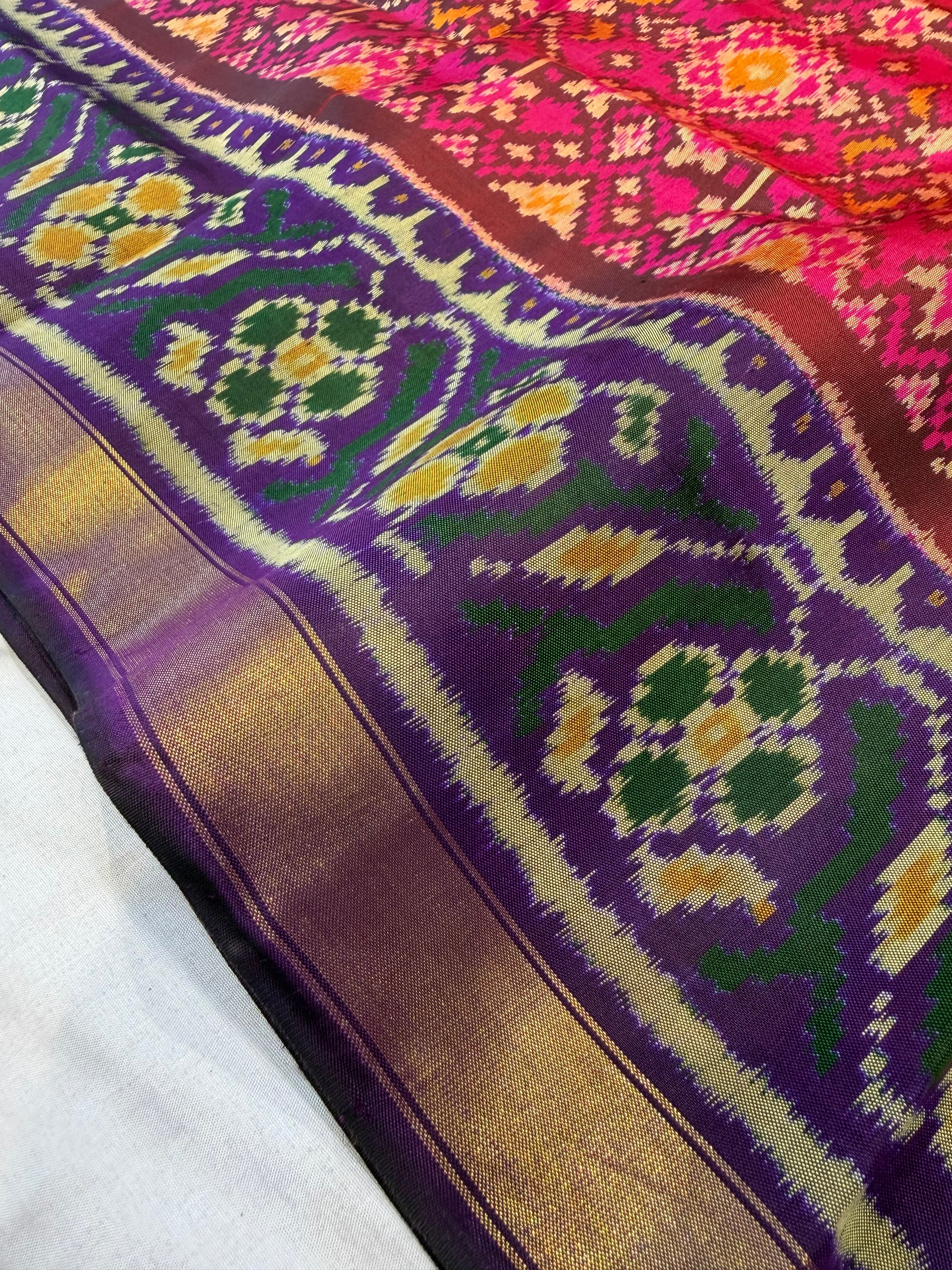 Pink & purple Hand woven pure patola saree