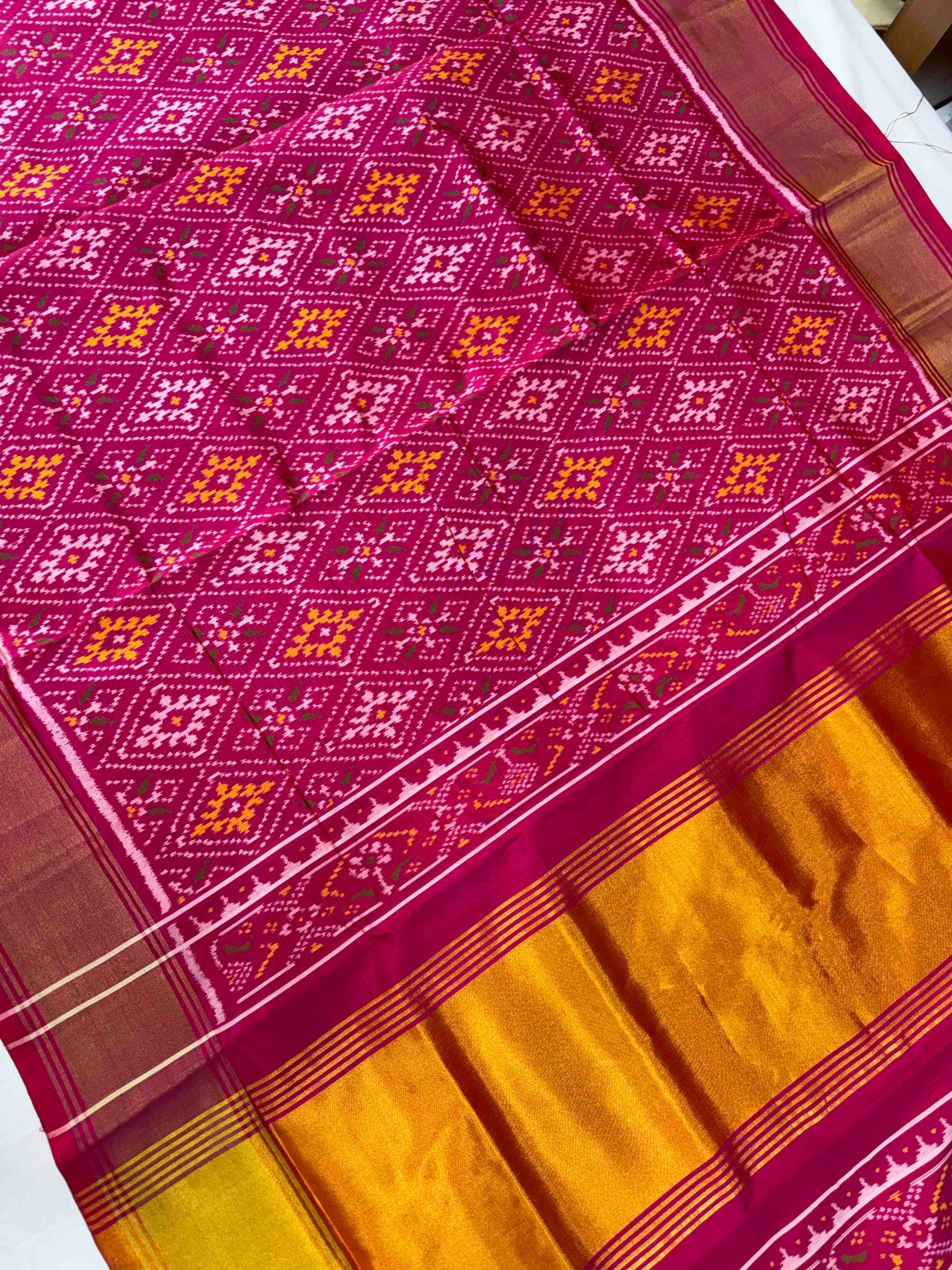 Full Pink With Big Zari Pallu Hand Woven Rajkot Patola Silk Saree