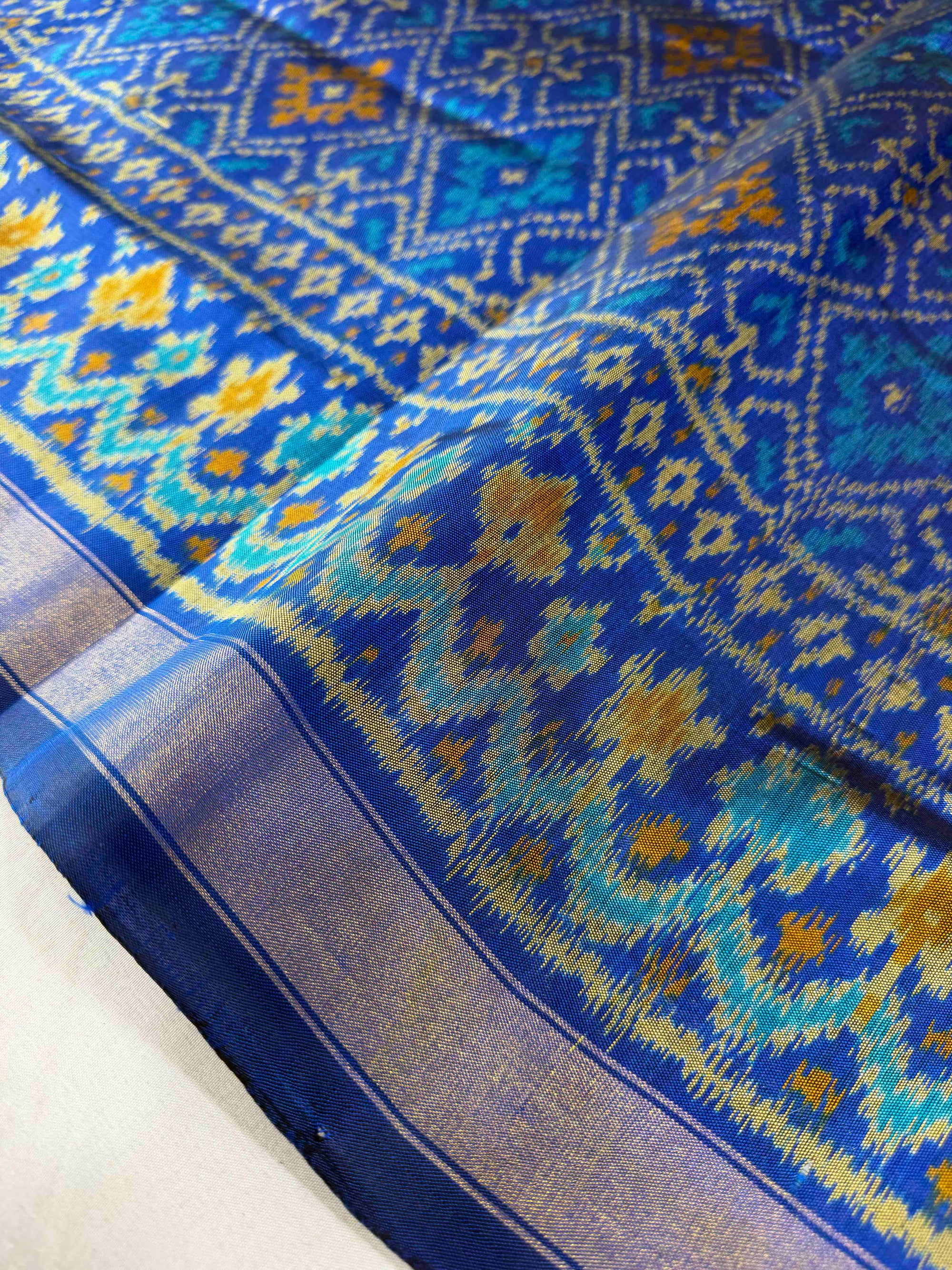 Royal Blue Paanchanda Design Hand Woven Rajkot Patola Silk Saree
