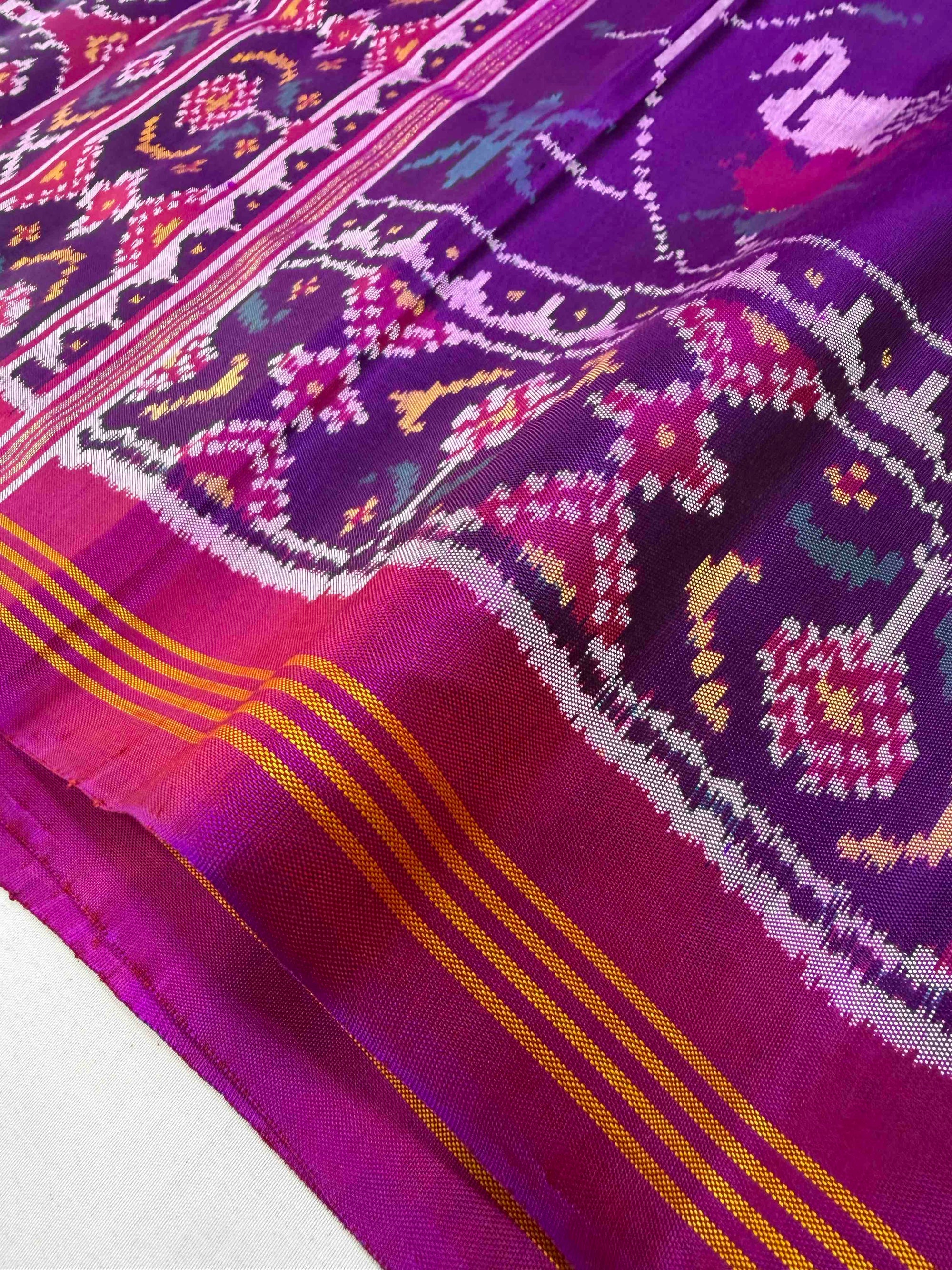 Purple Fancy Design Rajkot Ikat Patola Silk Saree