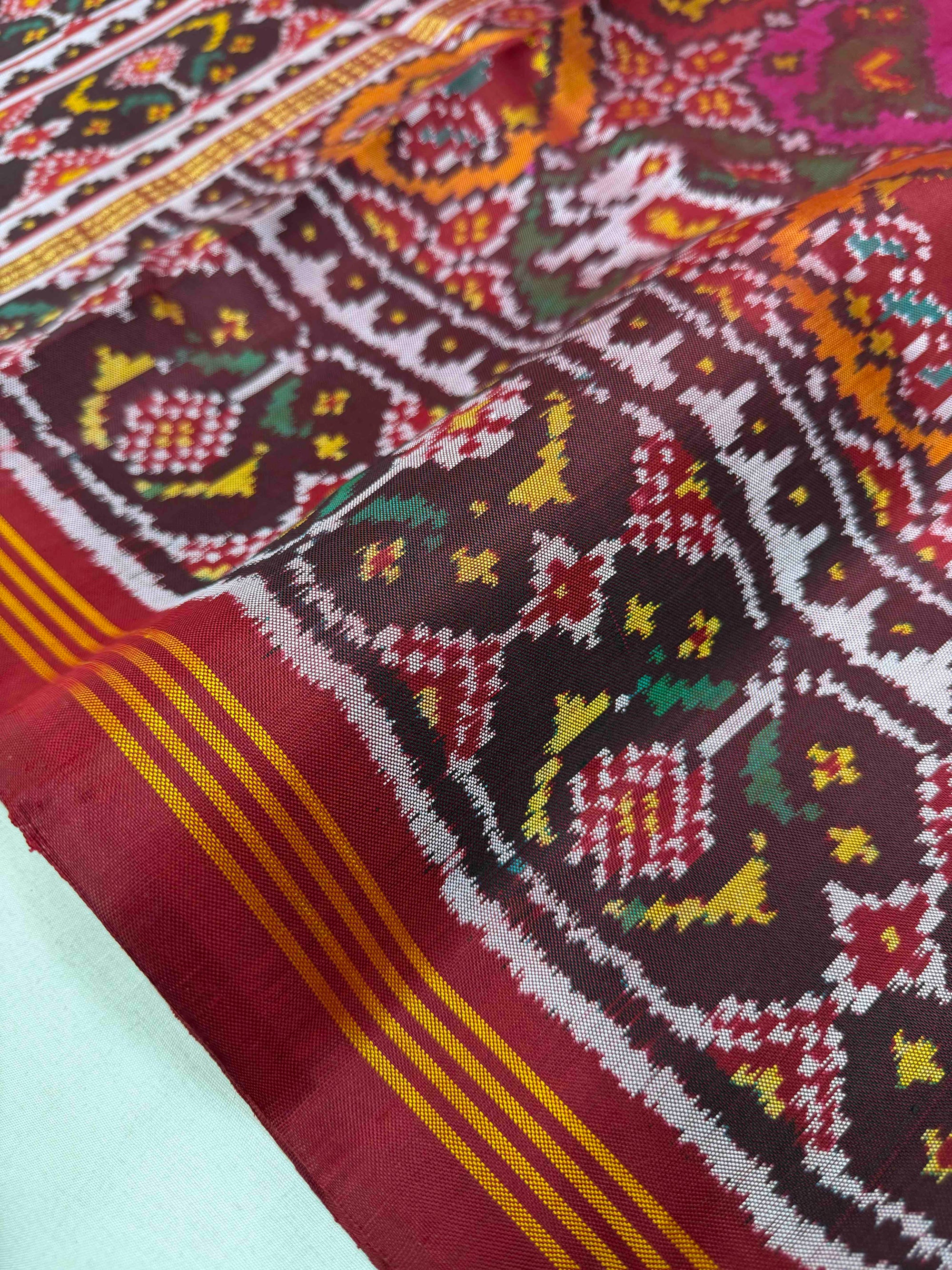 Multi Color Small Motif Ikat Patola Silk Saree
