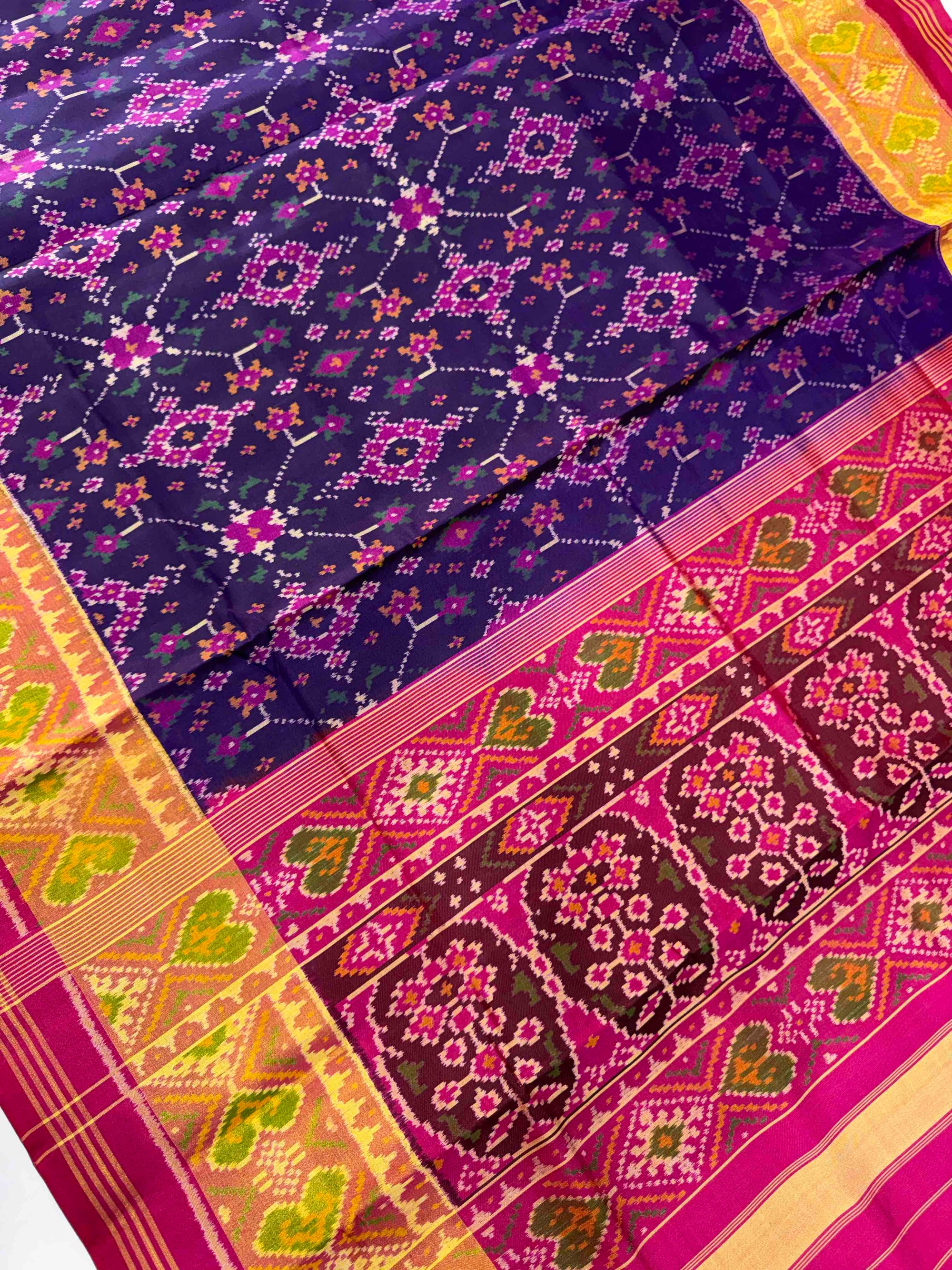 Purple & Pink Hand Woven Rajkot Patola Silk Saree