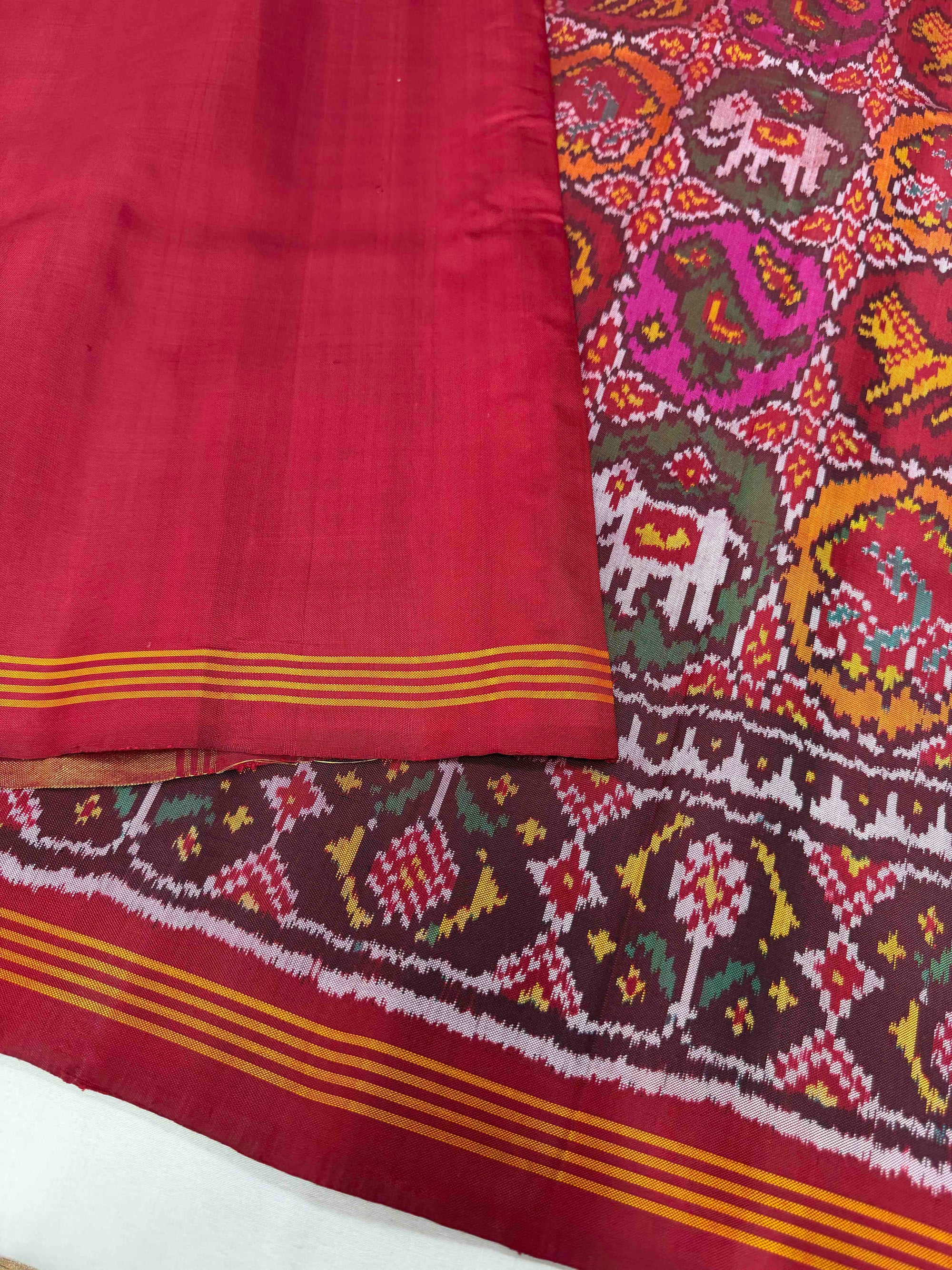 Multi Color Small Motif Ikat Patola Silk Saree