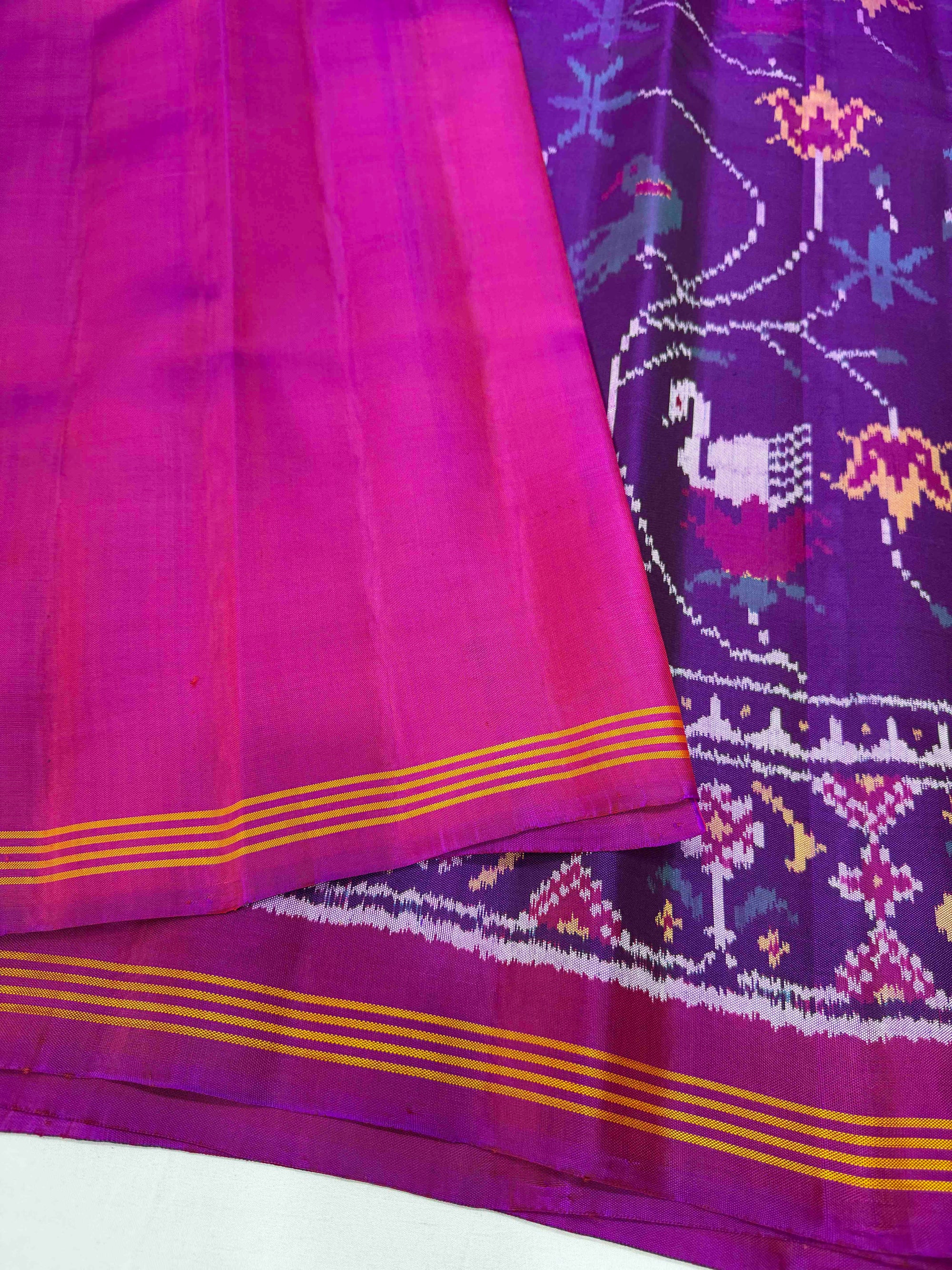 Purple Fancy Design Rajkot Ikat Patola Silk Saree