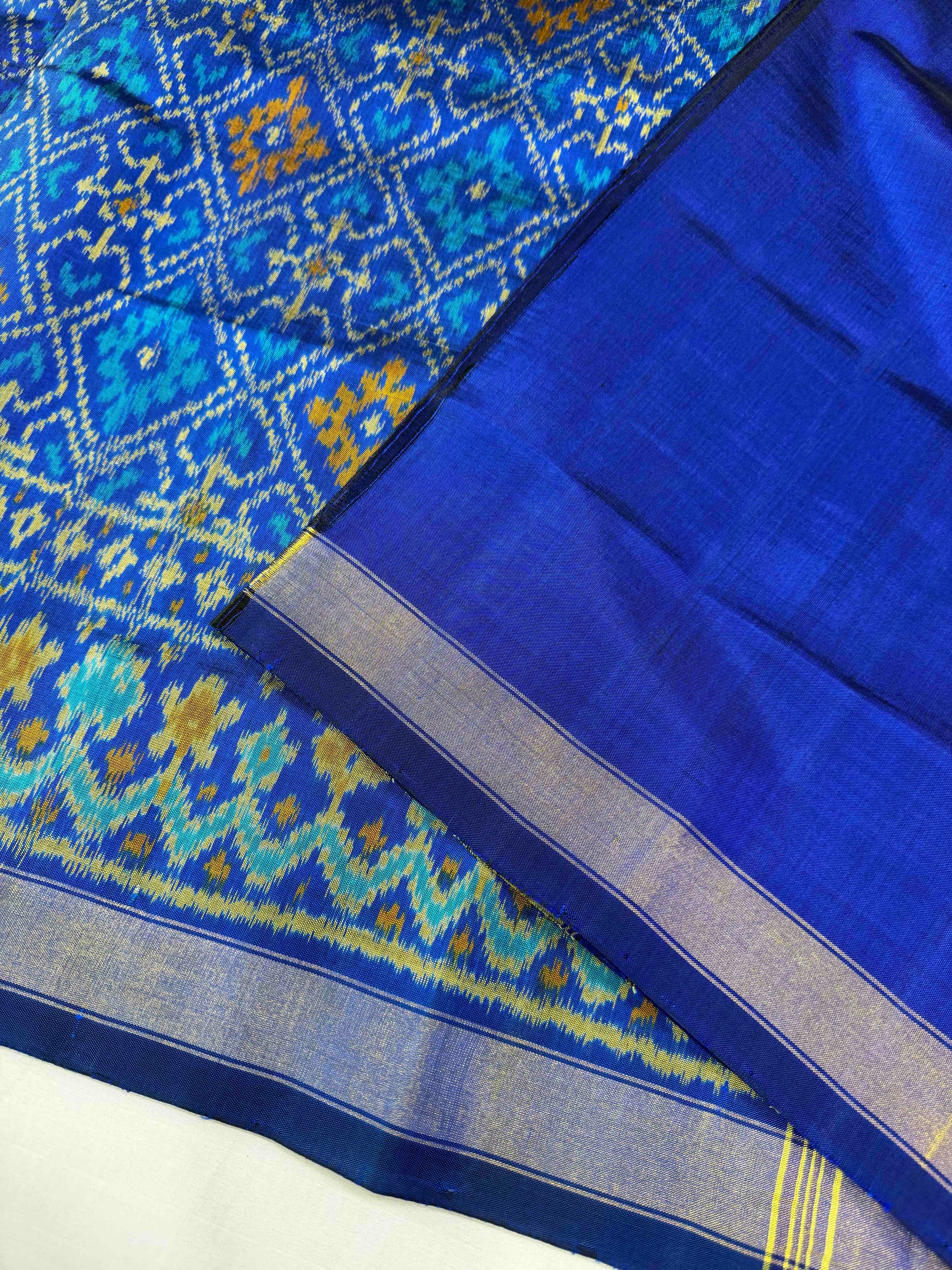Royal Blue Paanchanda Design Hand Woven Rajkot Patola Silk Saree