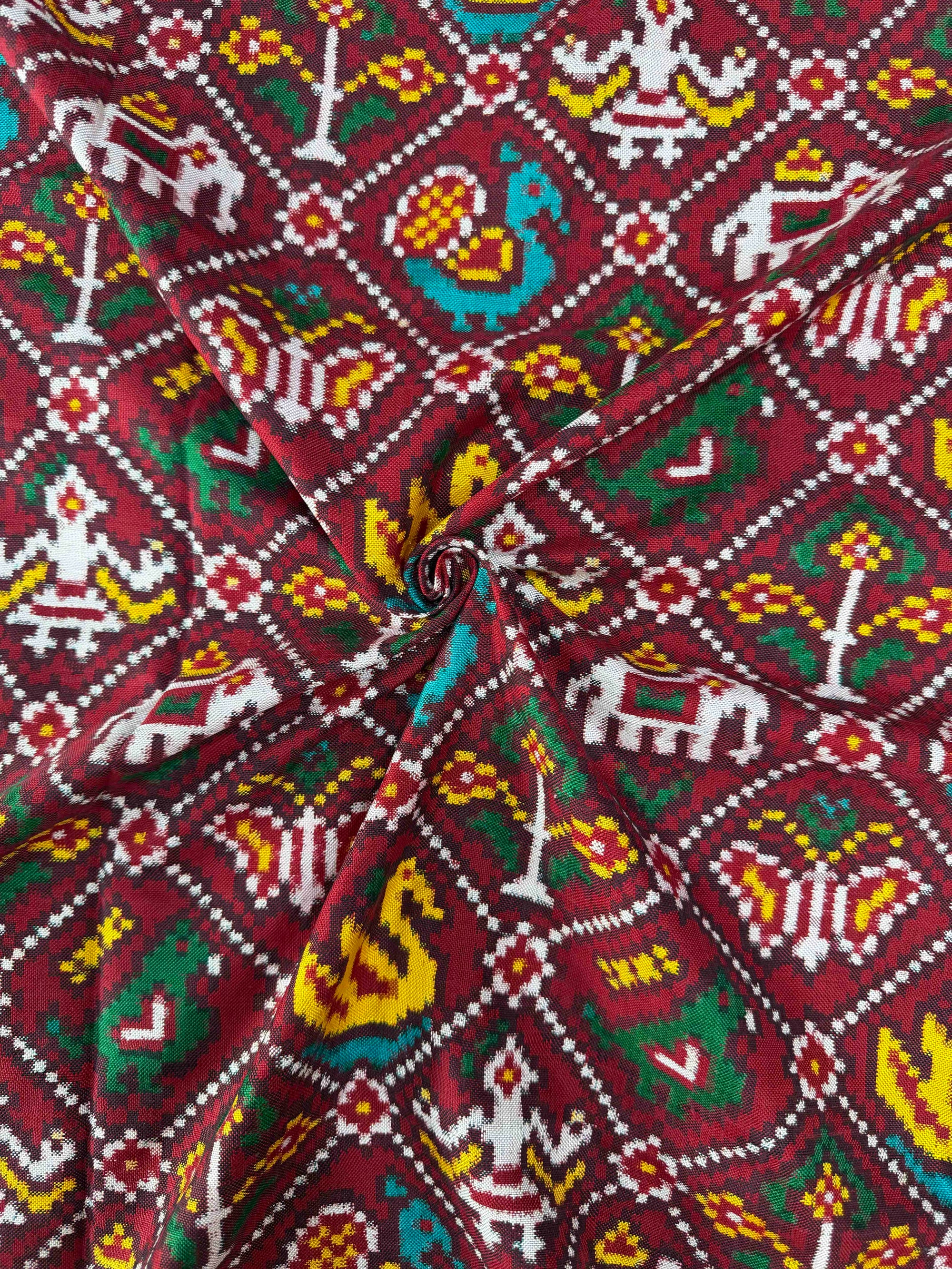 Red Narikunj Design Pure Hand Woven Double Ikat Patola Silk Saree