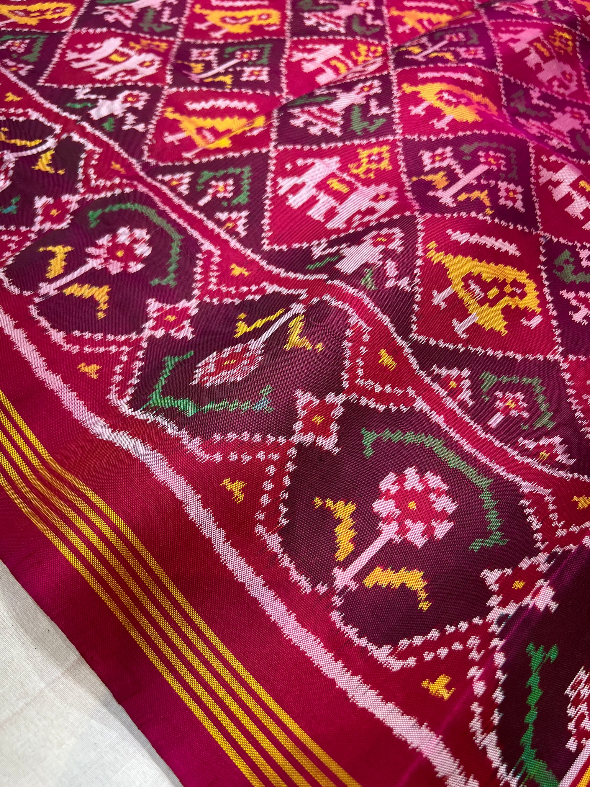 Pink Narikunj Bhat Rajkot Patola silk Saree