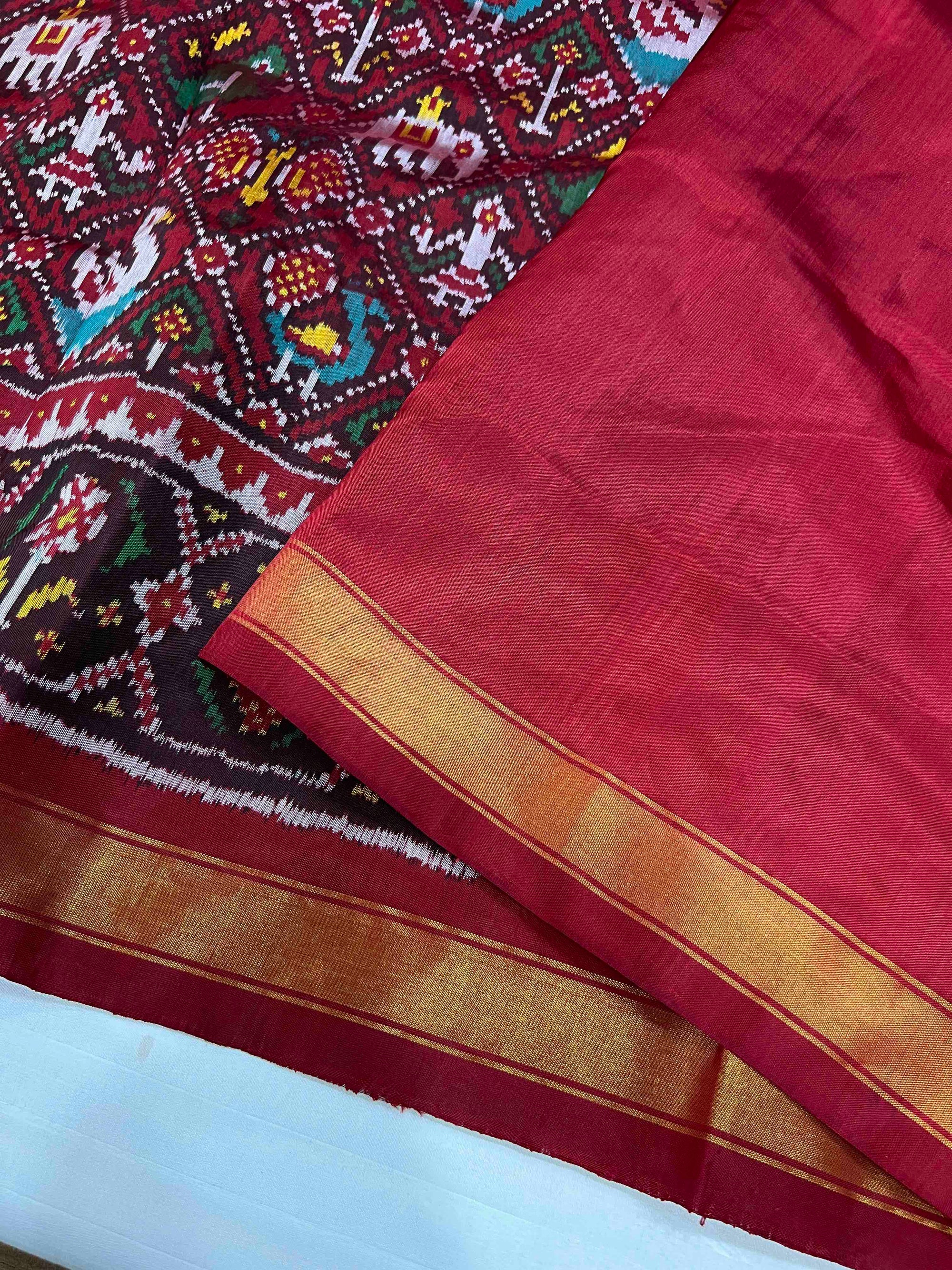 Full Red Narikunj Hand Woven Rajkot Patola Silk Saree