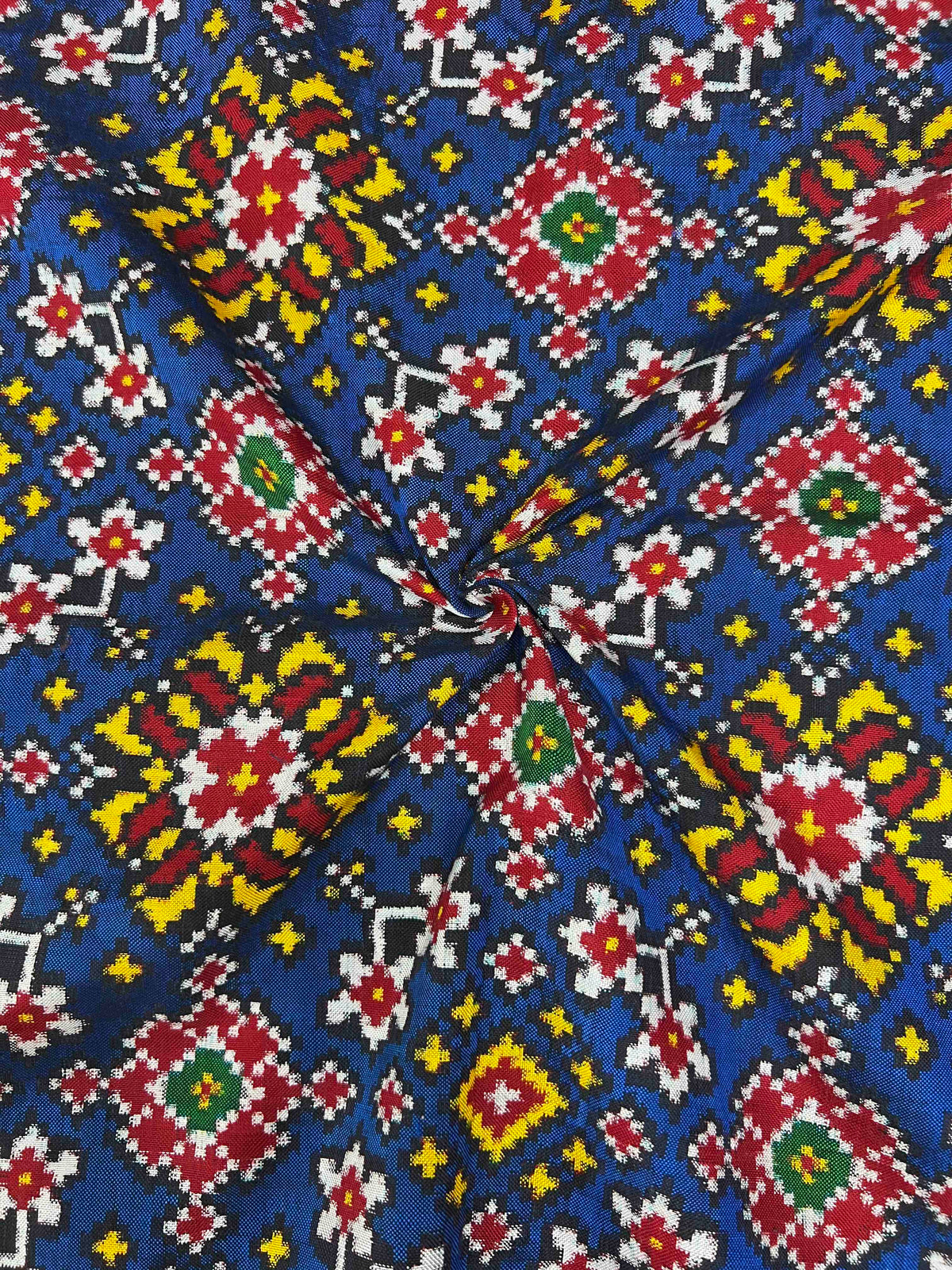 Blue And Maroon Navratan Design Pure Hand Woven Double Ikat Patola Silk Saree