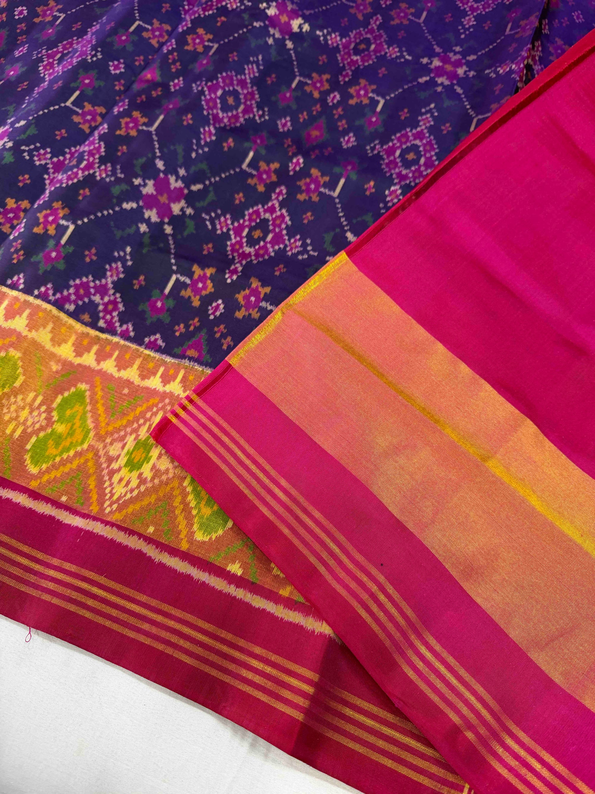 Purple & Pink Hand Woven Rajkot Patola Silk Saree