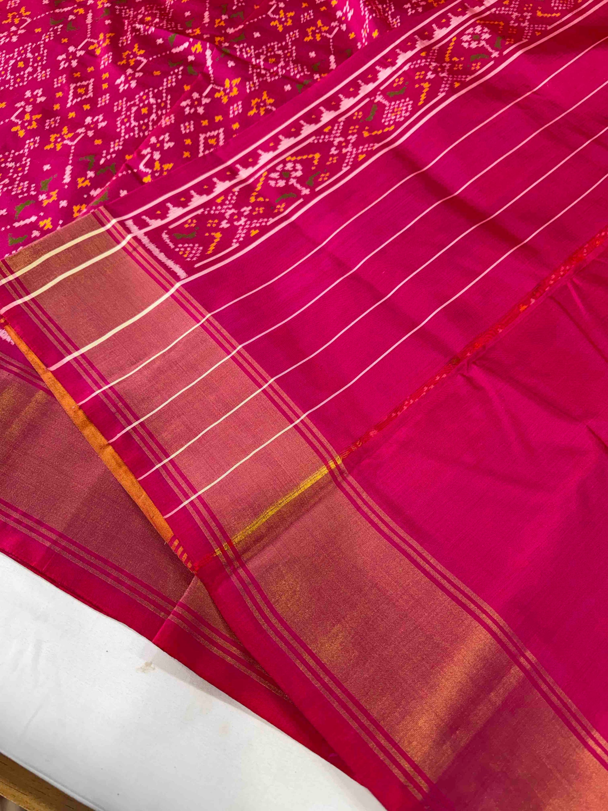 Full Pink With Big Zari Pallu Hand Woven Rajkot Patola Silk Saree