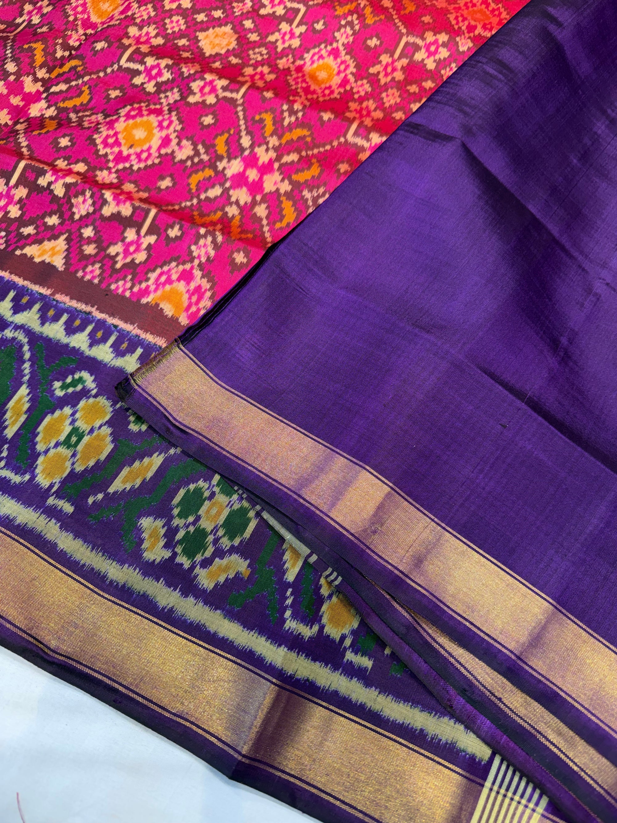 Pink & purple Hand woven pure patola saree