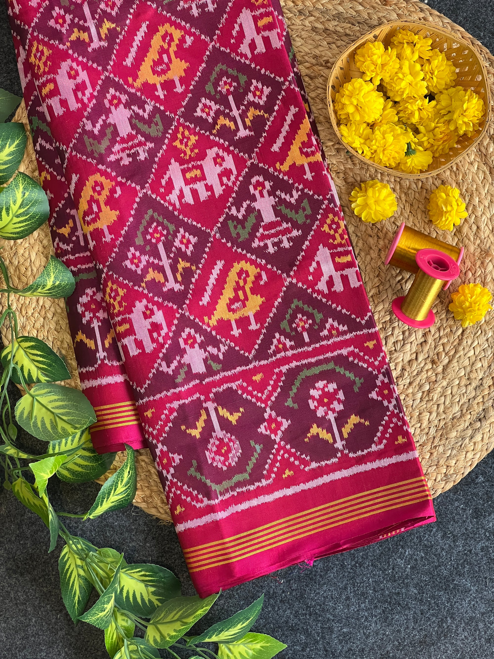 Pink Narikunj Bhat Rajkot Patola silk Saree