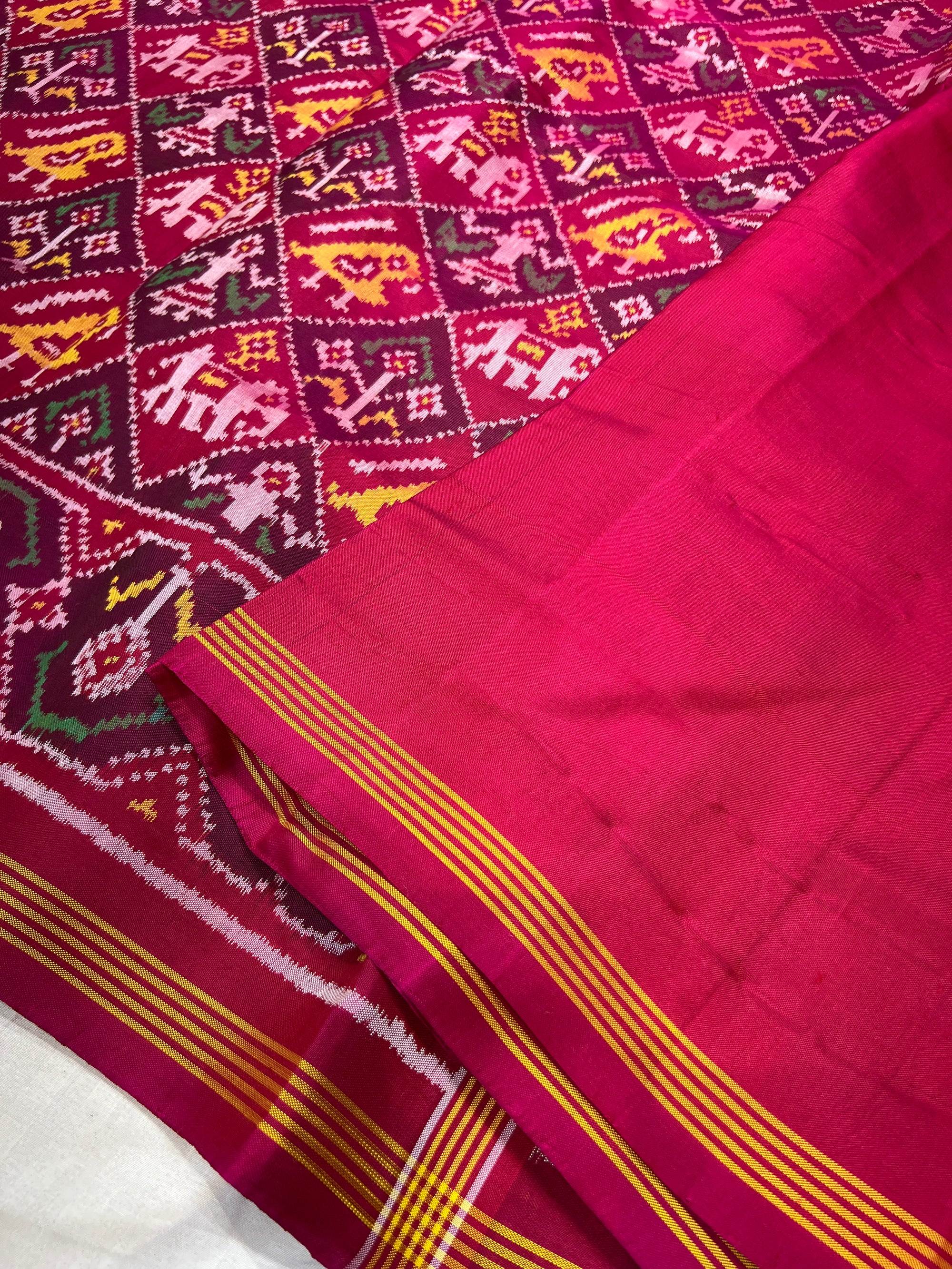 Pink Narikunj Bhat Rajkot Patola silk Saree