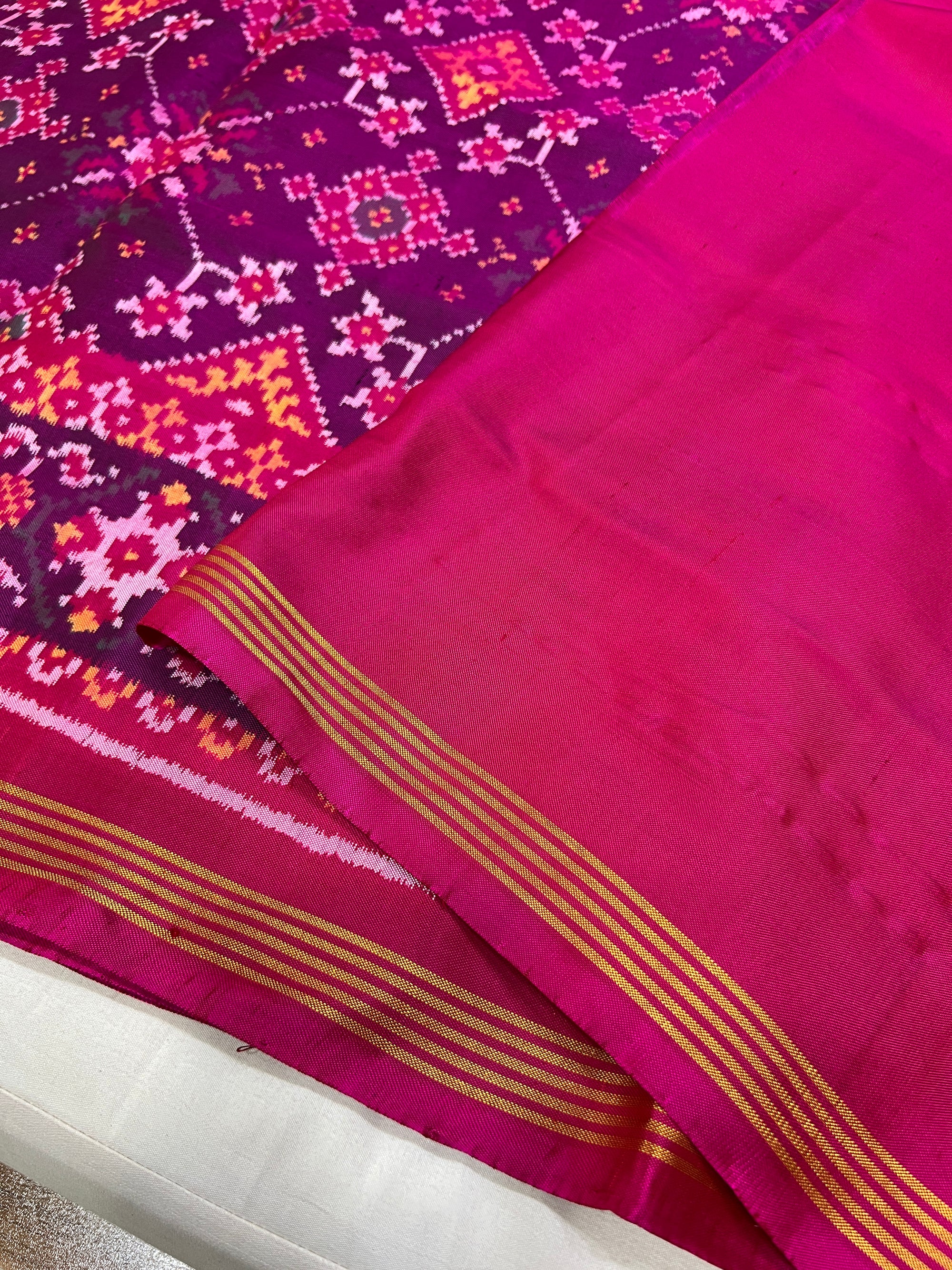 Full Purple Hand Woven Rajkot Ikat Patola Silk Saree