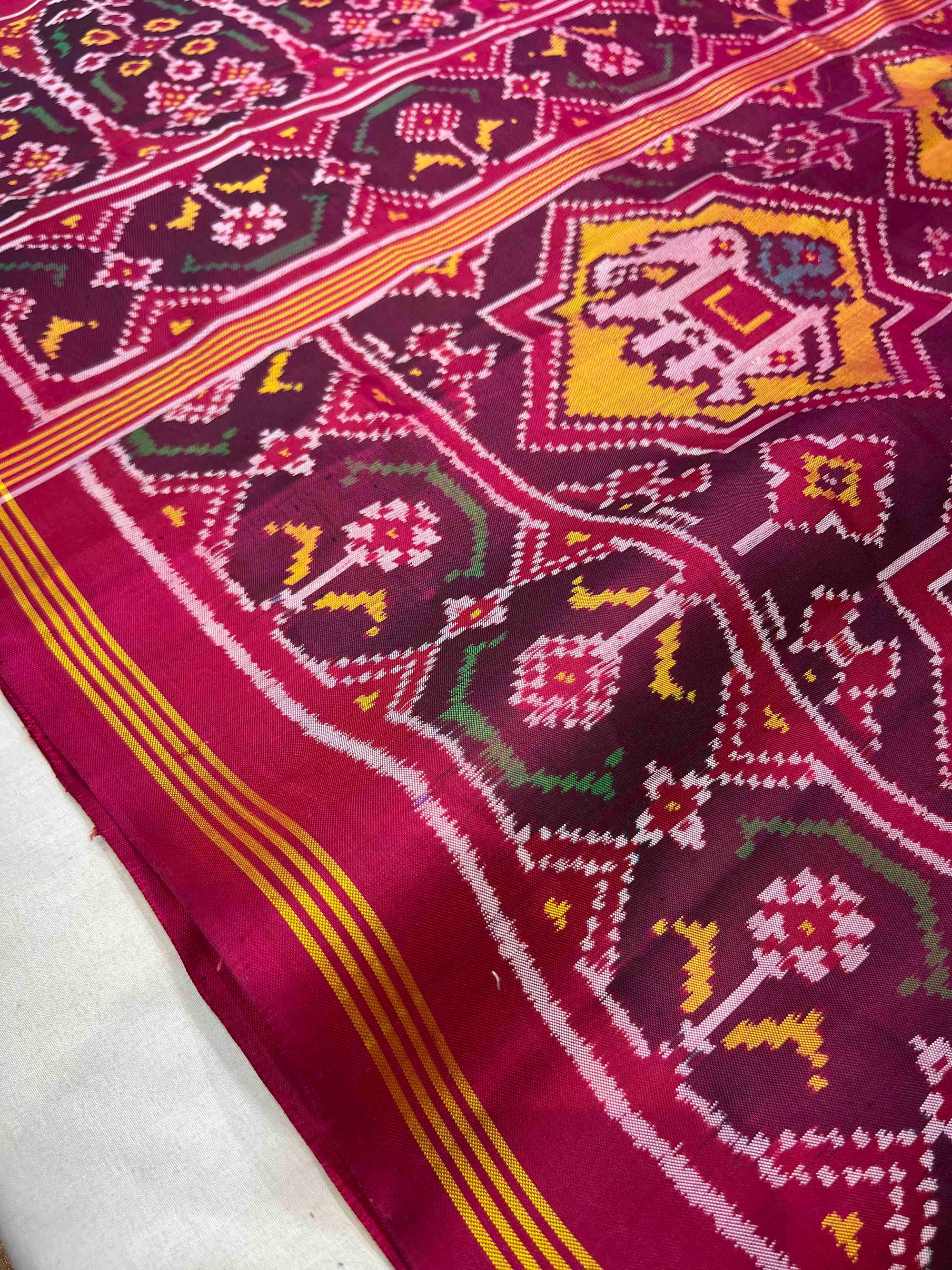 Handwoven Patola Silk Saree Star Design