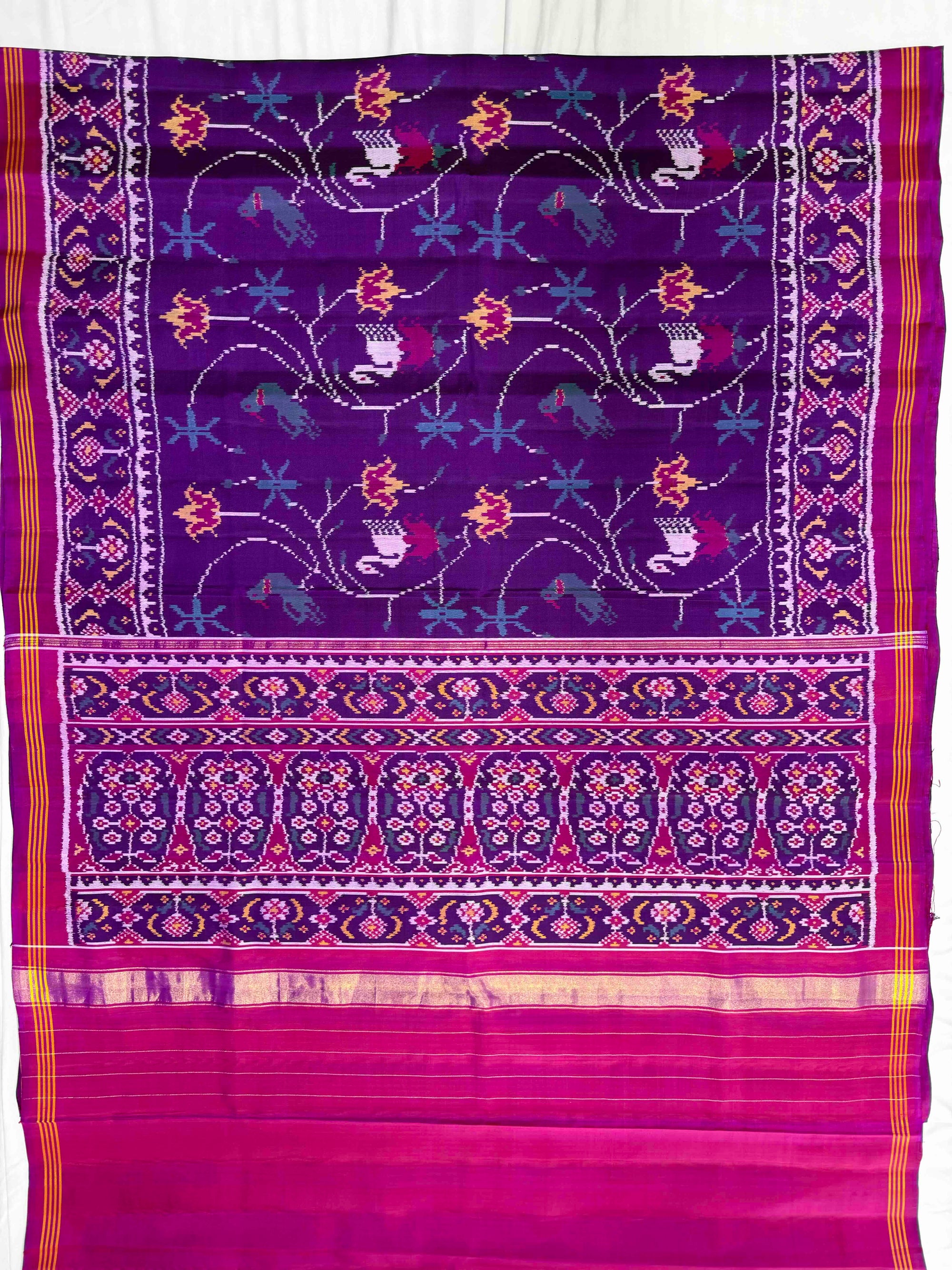 Purple Fancy Design Rajkot Ikat Patola Silk Saree