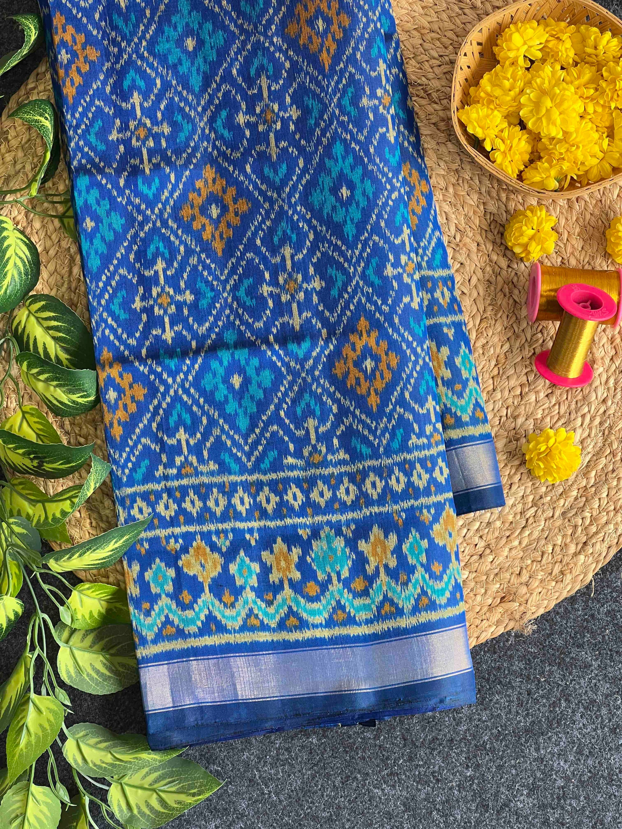 Royal Blue Paanchanda Design Hand Woven Rajkot Patola Silk Saree