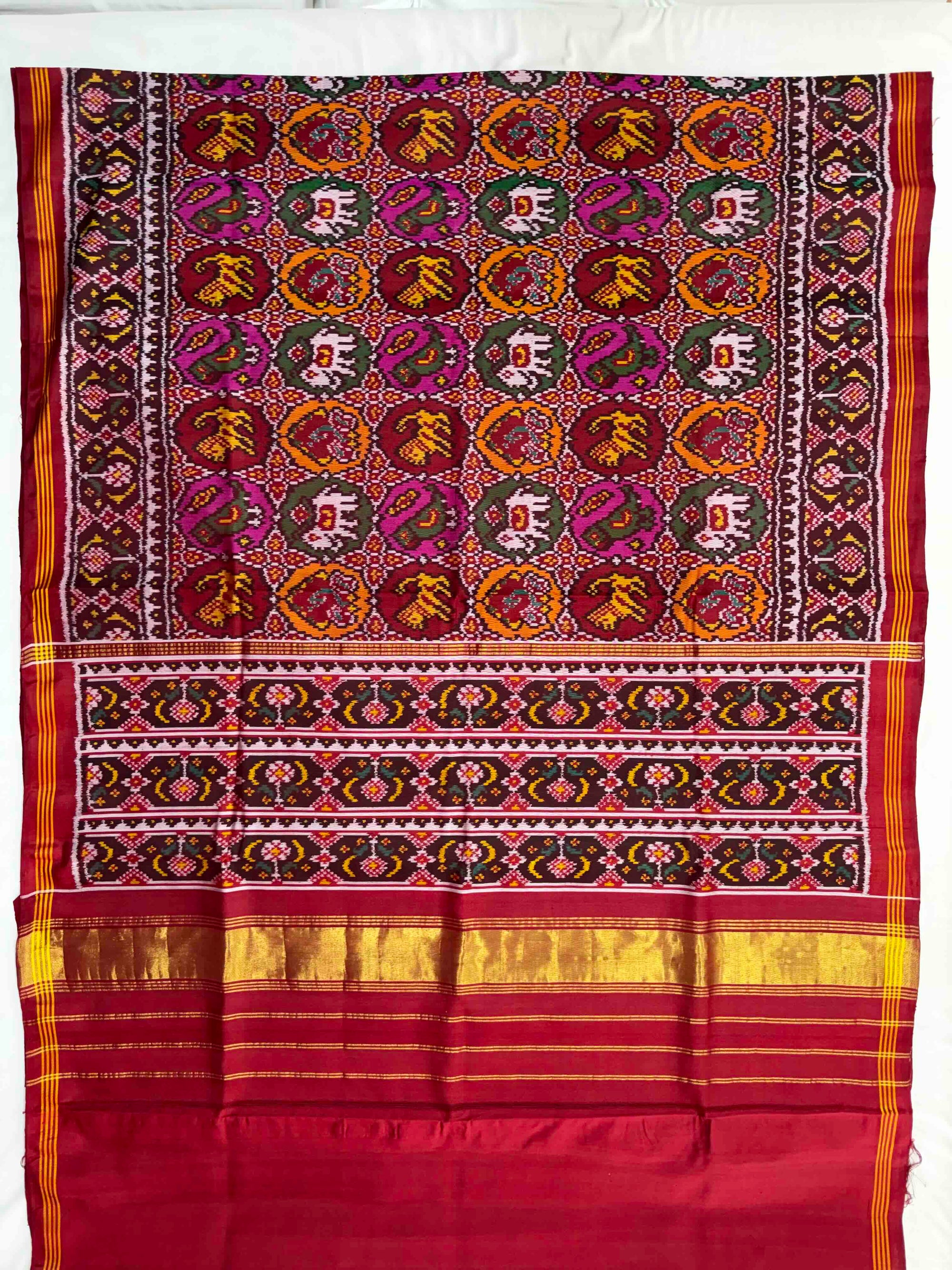Multi Color Small Motif Ikat Patola Silk Saree